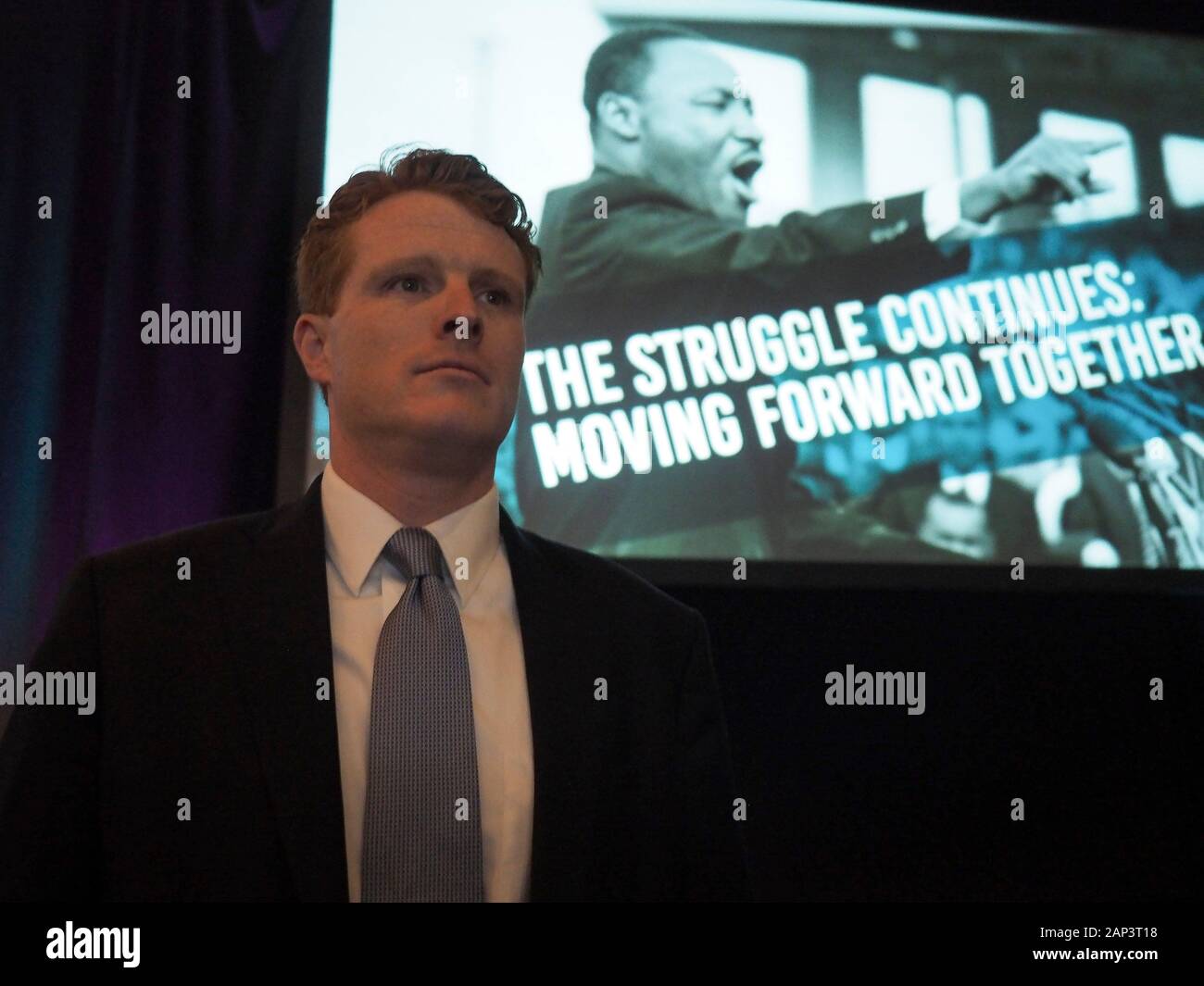 Boston, MA, Stati Uniti d'America. Xx gen, 2020. Massachusetts sost. Joe Kennedy assiste BostonÃs cinquantesimo annuale di Martin Luther King Jr. Memorial prima colazione. Credit: Sue Dorfman/ZUMA filo/Alamy Live News Foto Stock