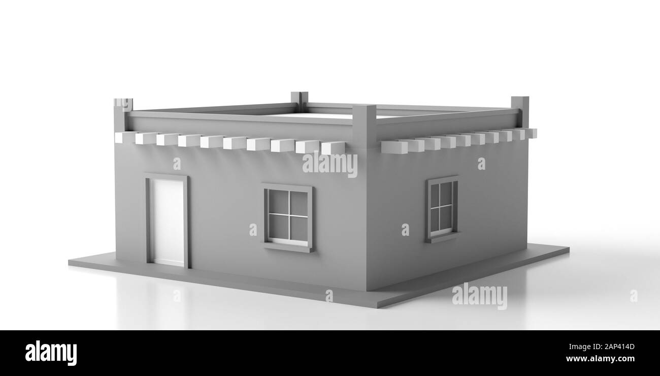 Casa modello moderno isolato contro uno sfondo bianco. 3d illustrazione Foto Stock