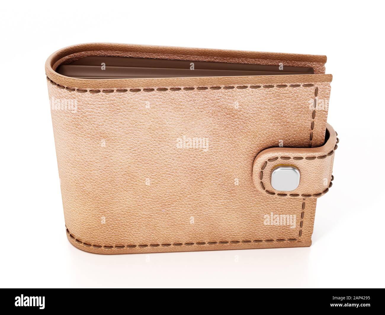 Pelle uomo portafogli isolati su sfondo bianco. 3D'illustrazione. Foto Stock