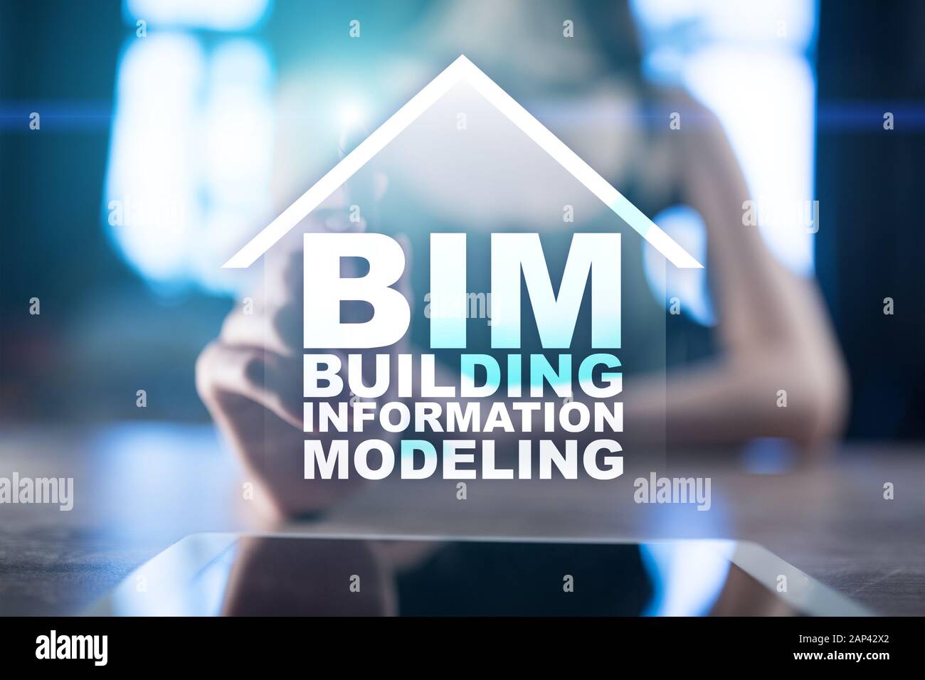 BIM - Building information modeling è un processo di generazione e gestione di rappresentazioni digitali di caratteristiche fisiche e funzionali o Foto Stock