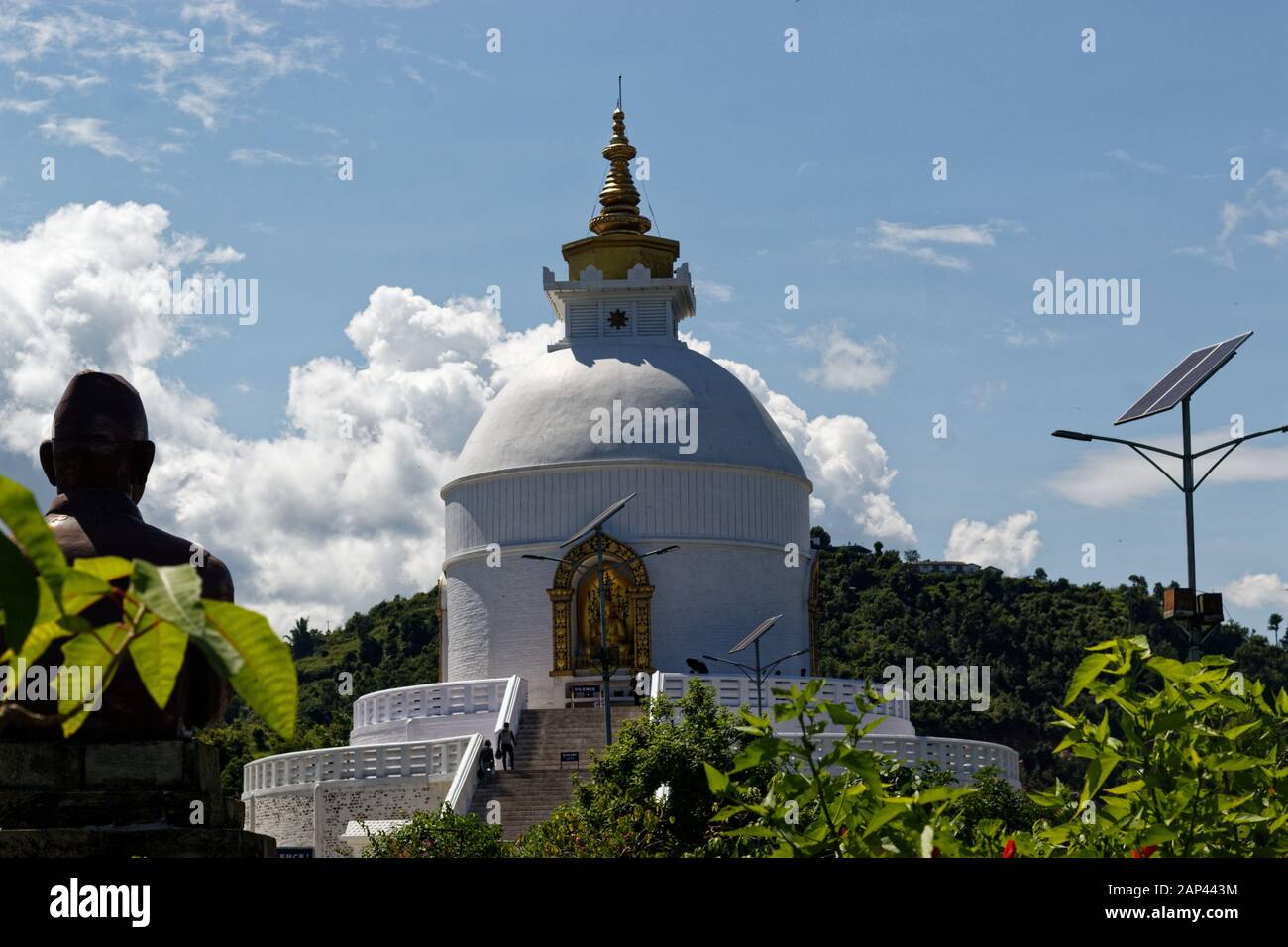 La World Peace Stupa Di Pokhara, Nepal Foto Stock