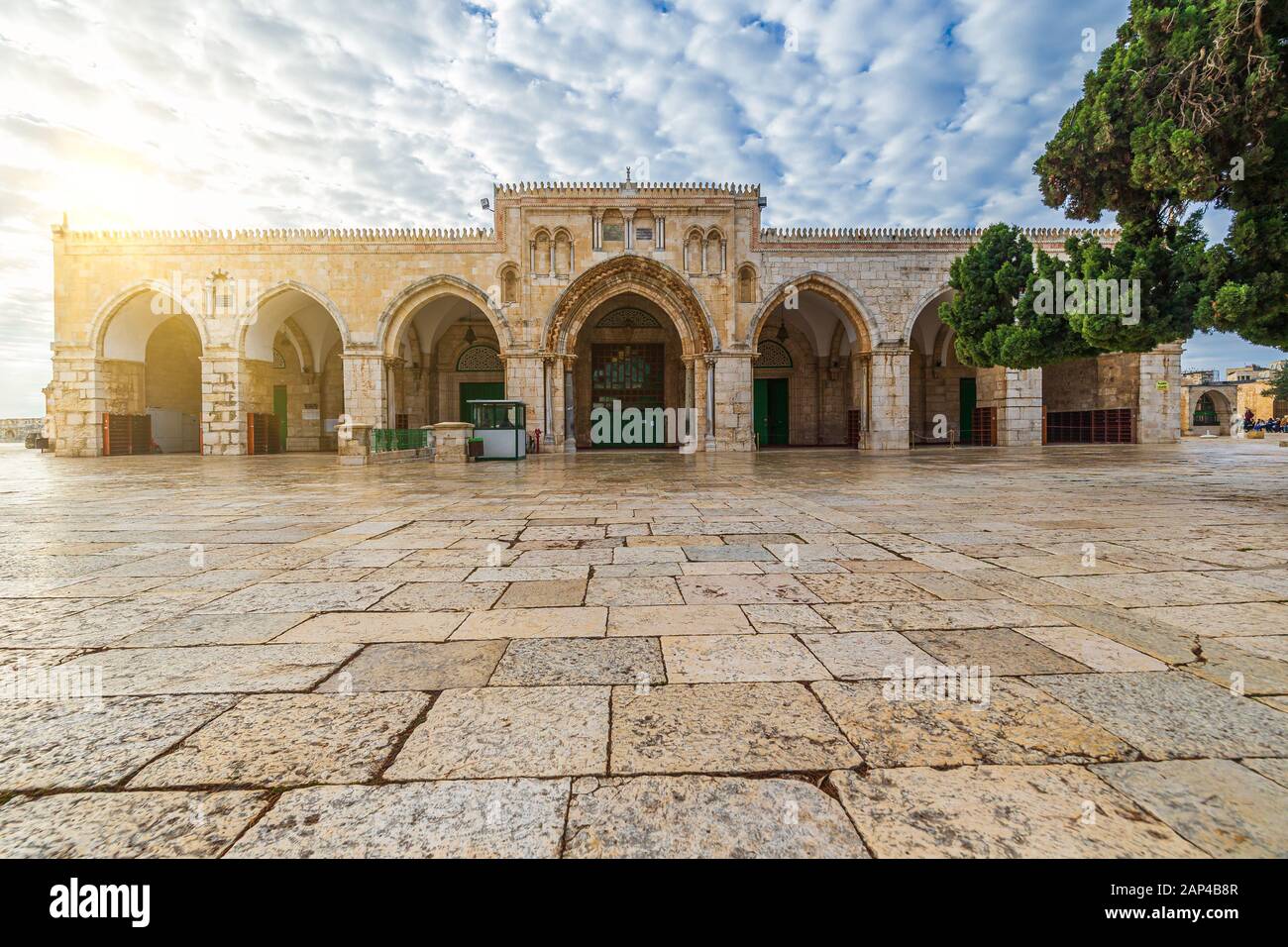 Moschea al-Aqsa (al-Masjid al-Aqsat) nella Città Vecchia di Gerusalemme. Israele Foto Stock