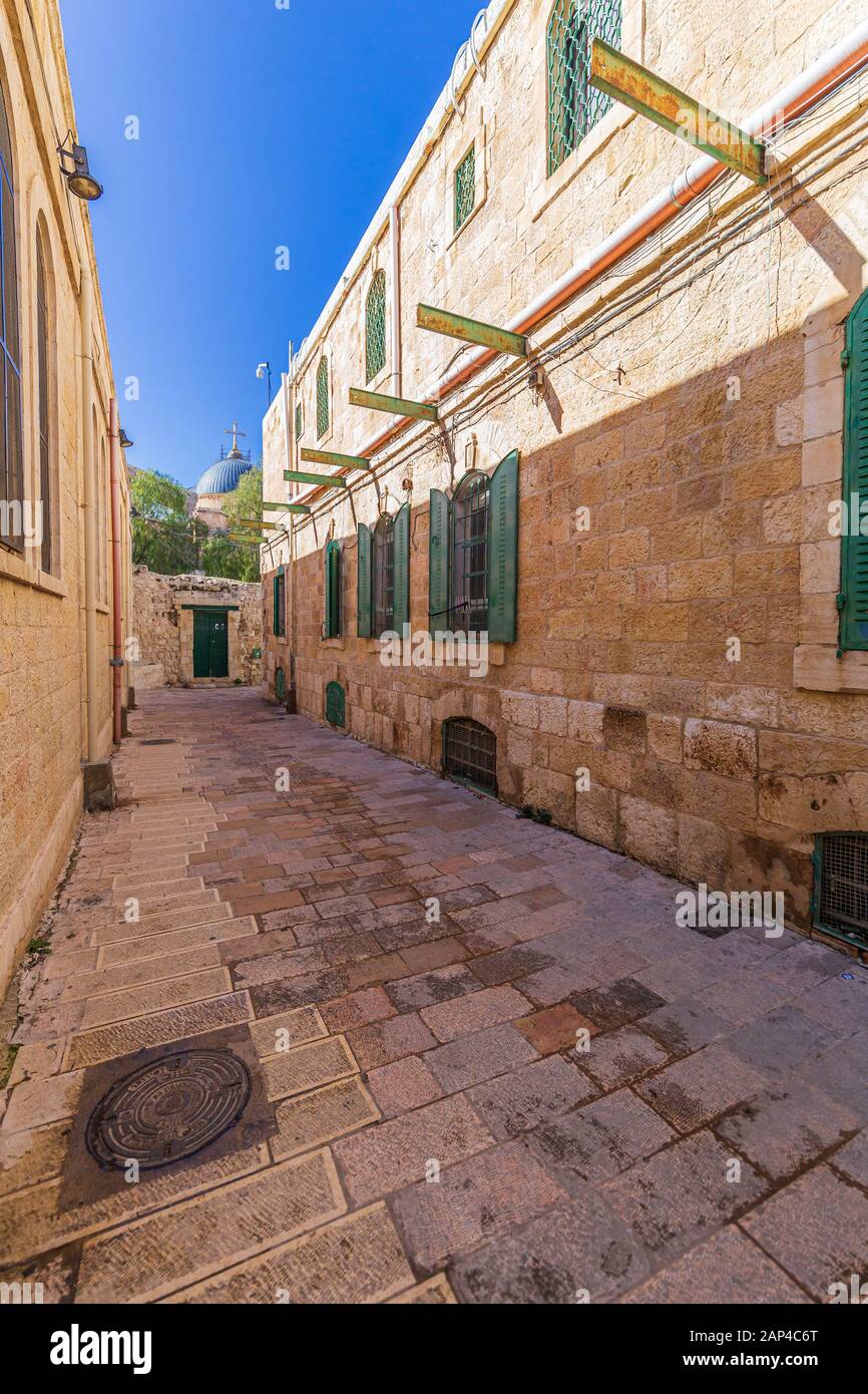 Dalla strada per la stazione VII sulla Via dolorosa a Gerusalemme Foto Stock