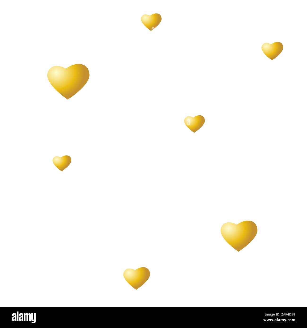 Cuore d'oro su sfondo bianco. Illustrazione Vettoriale