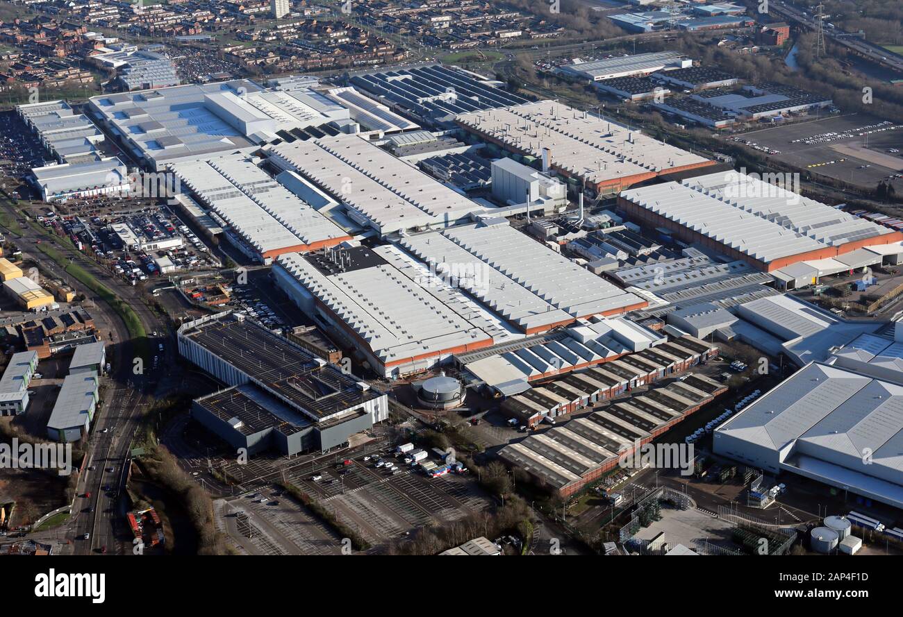 Veduta aerea dello stabilimento di produzione DHL Jaguar Cars di Birmingham Foto Stock