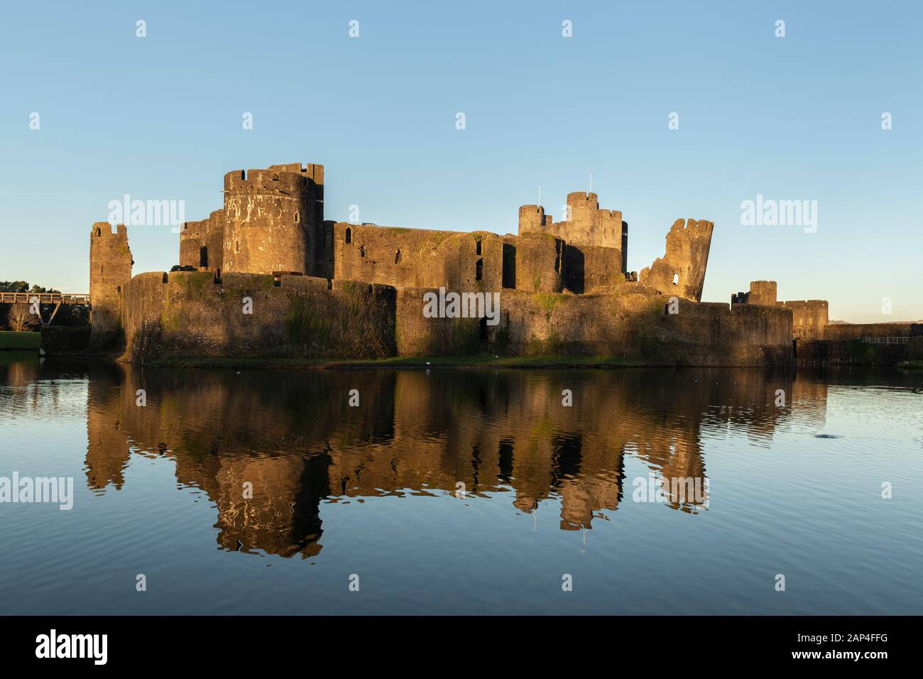 Castello di Caerphilly in un fresco giorno d'inverno Foto Stock