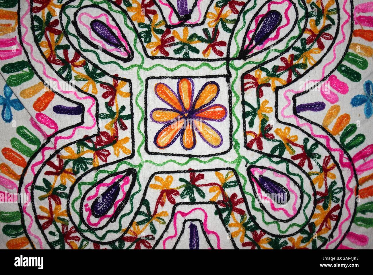 Tessuto Ricamato Gujarati Colorato Foto Stock
