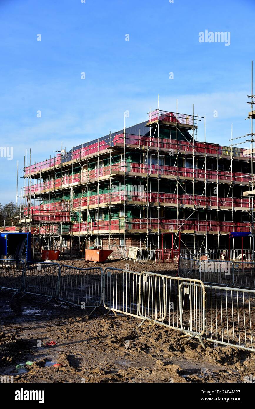 Le immagini mostrano un edificio, un cantiere di nuova edilizia sociale a Cardiff, nel Galles del Sud, in fase di sviluppo. Storia del prezzo della casa Foto Stock