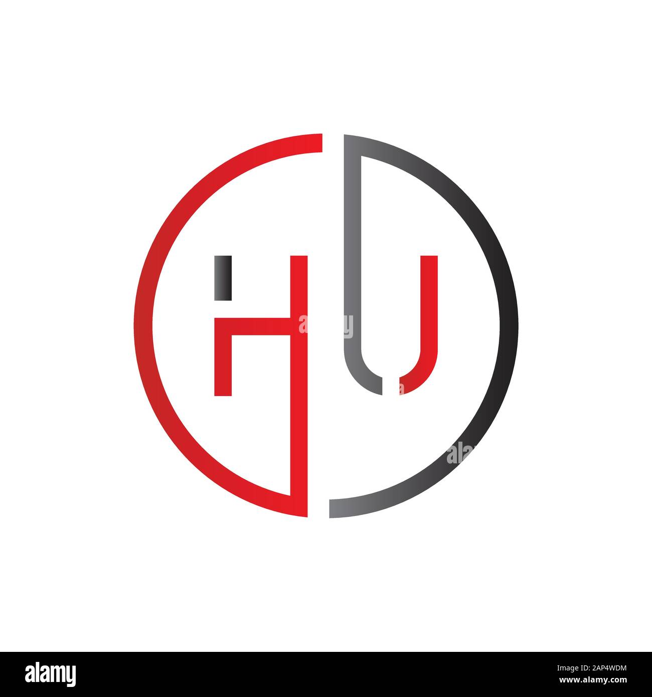 Modello vettore di disegno con logo Letter HU. Illustrazione Vettore Hu Lettera Collegata Iniziale Illustrazione Vettoriale