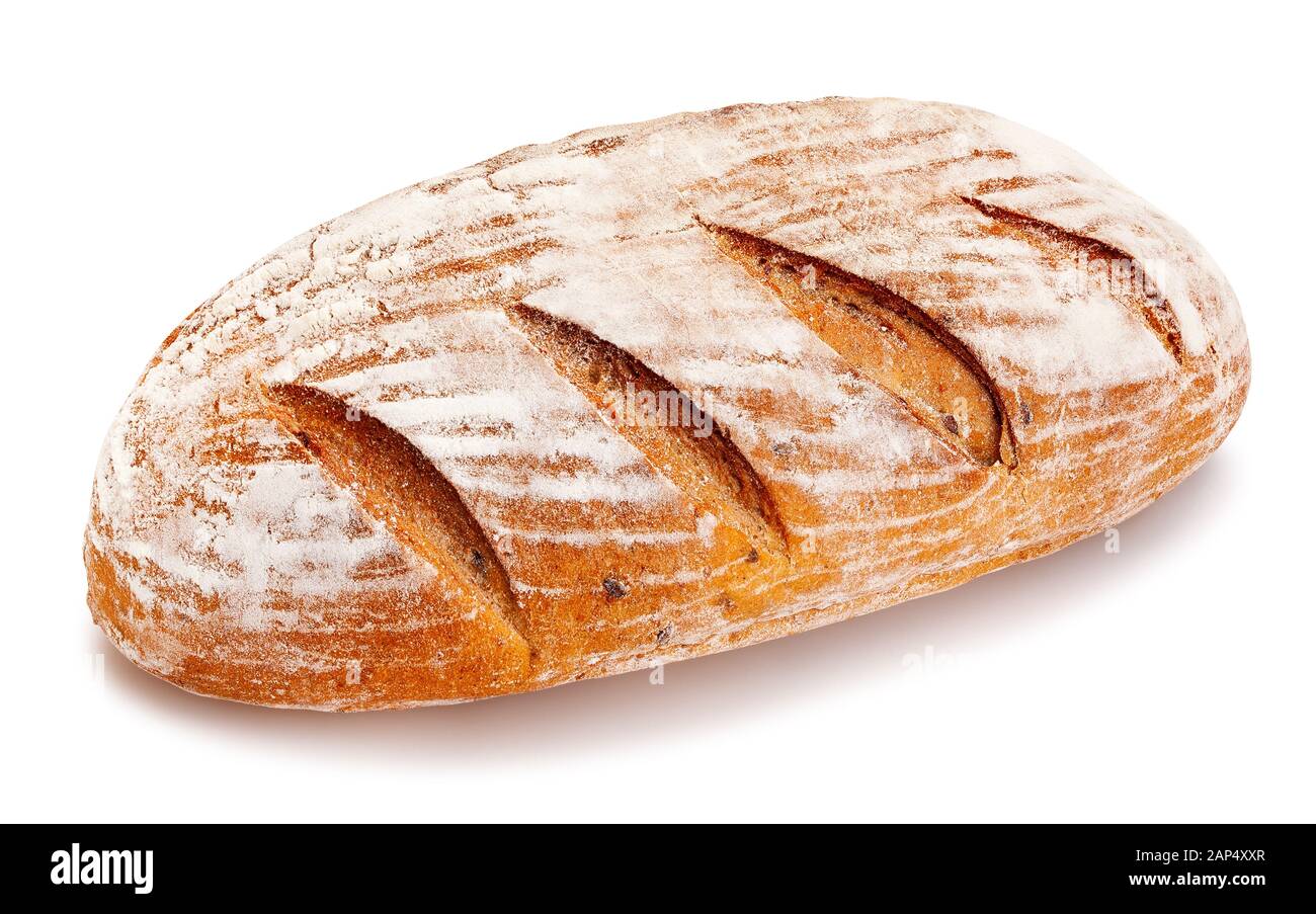 Percorso di pane isolato su bianco Foto Stock
