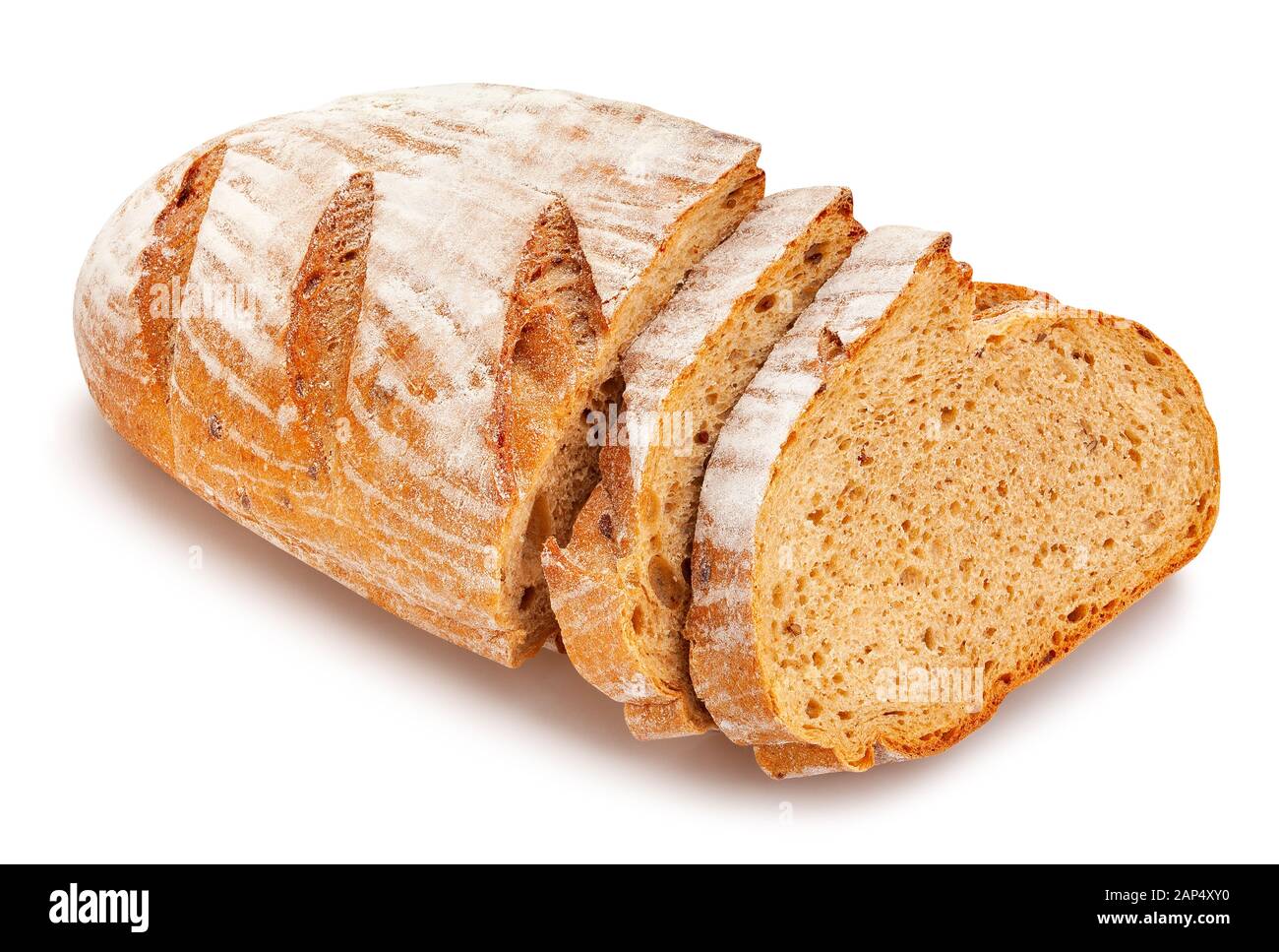 Percorso di pane isolato su bianco Foto Stock