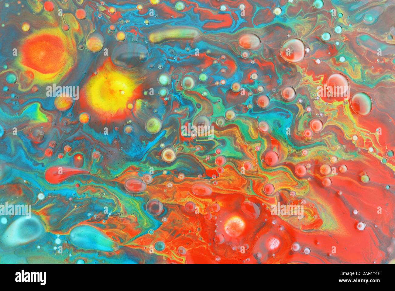 Sfondo astratta realizzata con olio e acqua e sapone Foto Stock