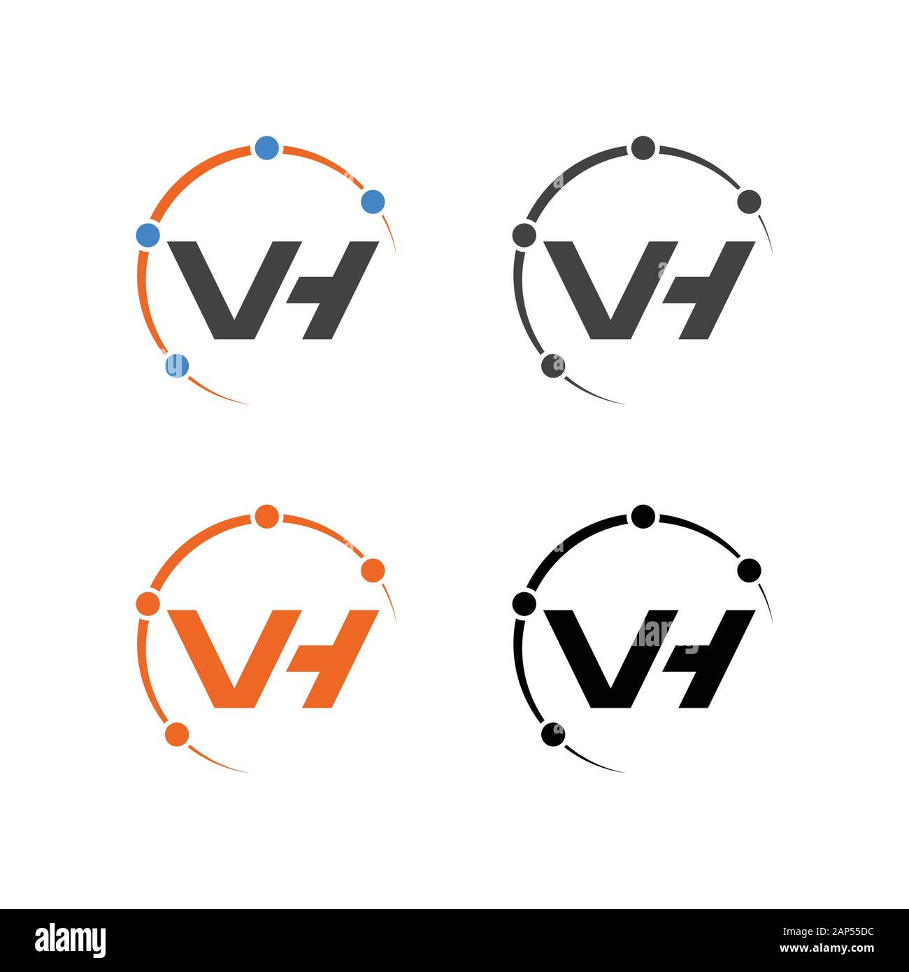 Lettera iniziale VH logo design high tech, VH MONOGRAMMA Illustrazione Vettoriale