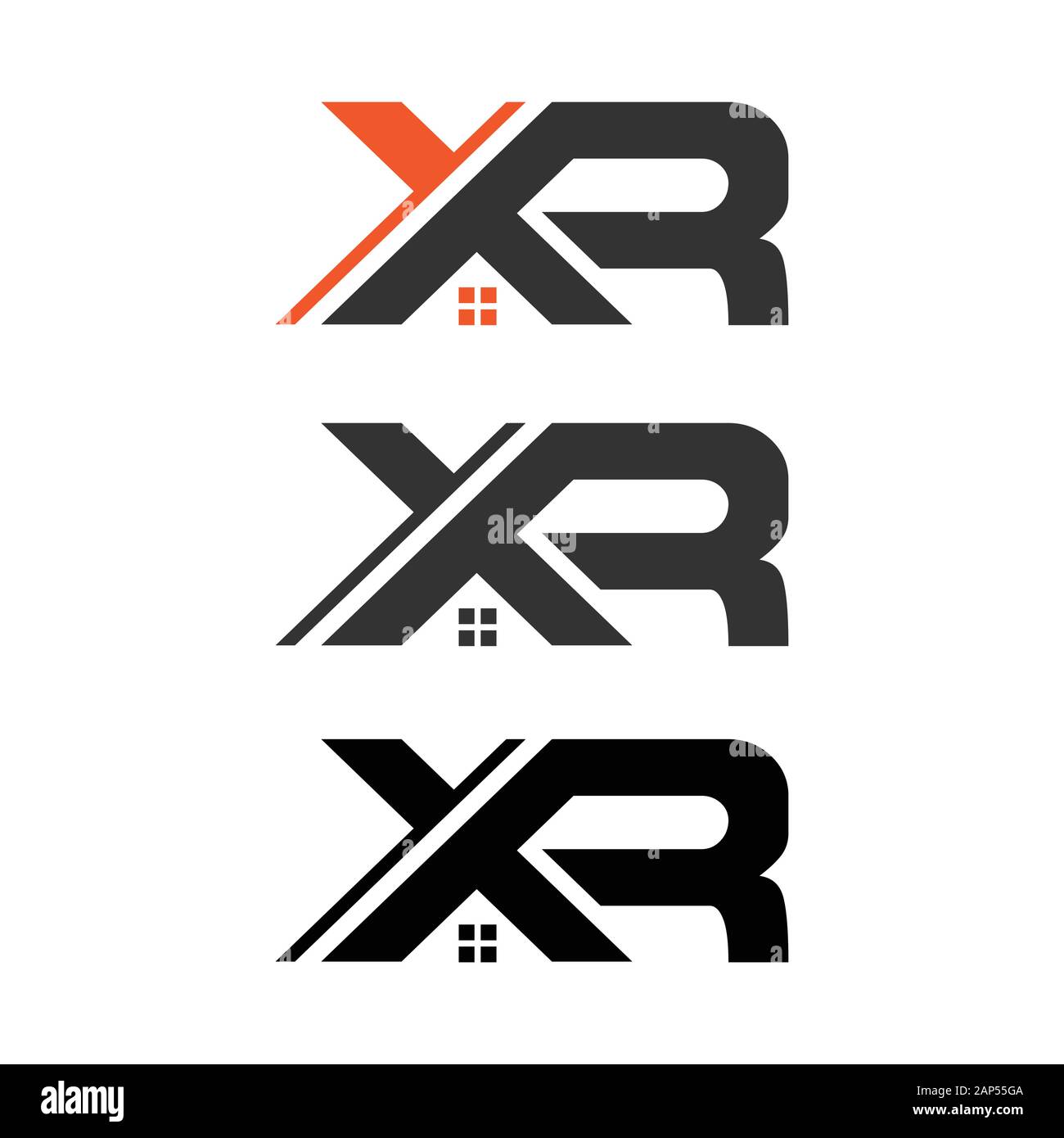 XR iniziale logo design modello con home simbolo segno Illustrazione Vettoriale