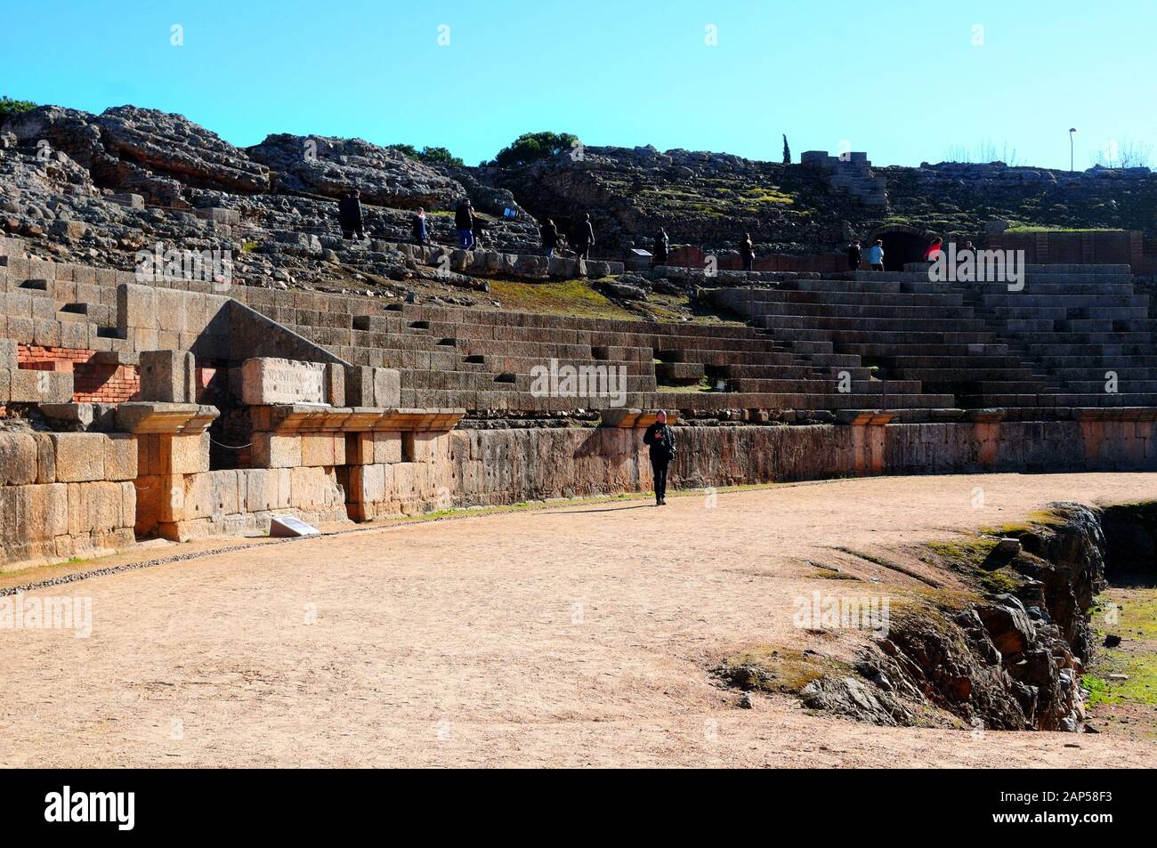Anfiteatro romano di Merida, Spagna. Foto Stock