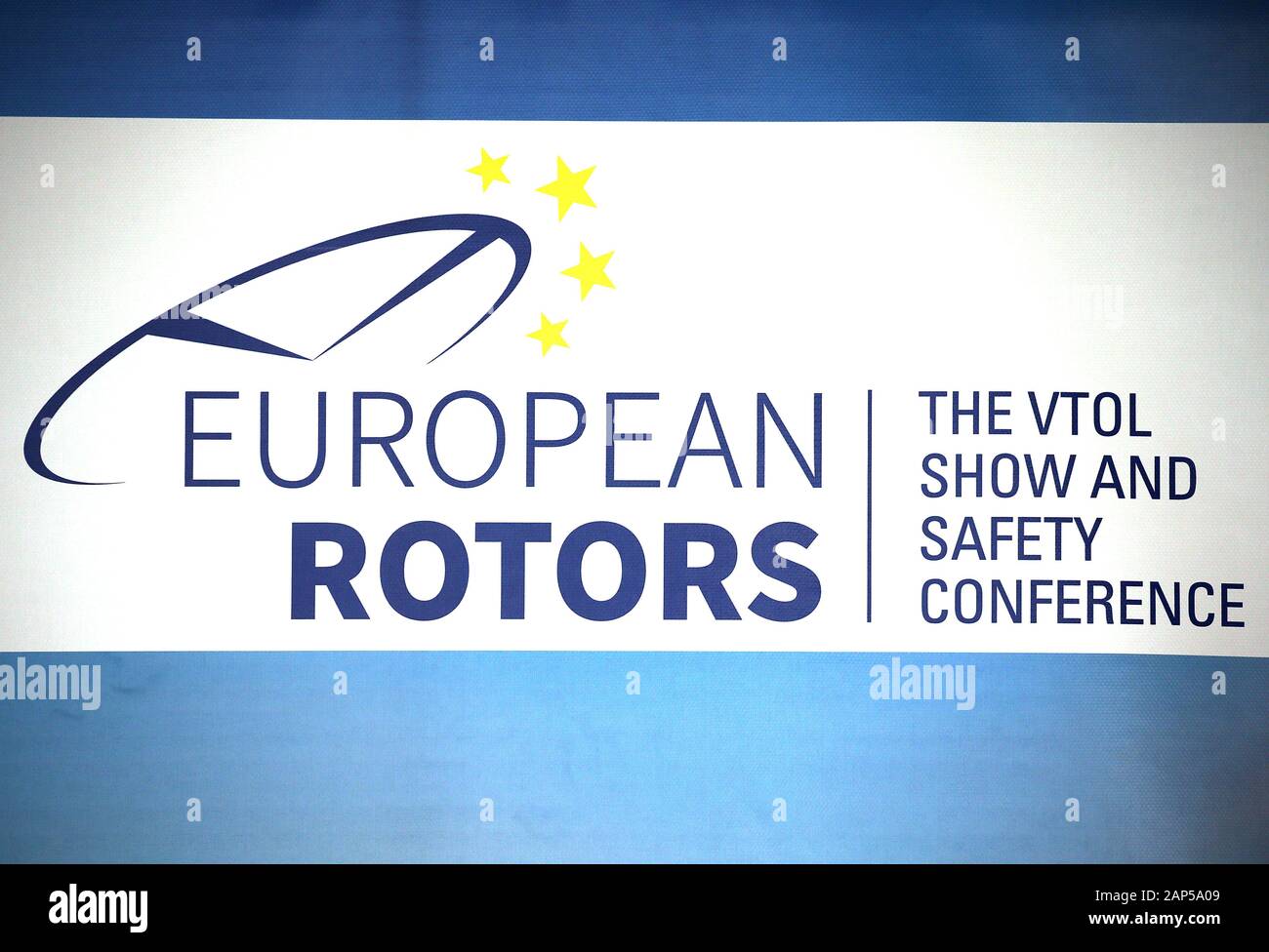 21 gennaio 2020, nella Renania settentrionale-Vestfalia, Colonia: il logo della fiera "Europeo rotori' l'elicottero europeo (EHA) e l'Agenzia europea per la sicurezza aerea (EASA) fonda la fiera insieme. Foto: Oliver Berg/dpa Foto Stock