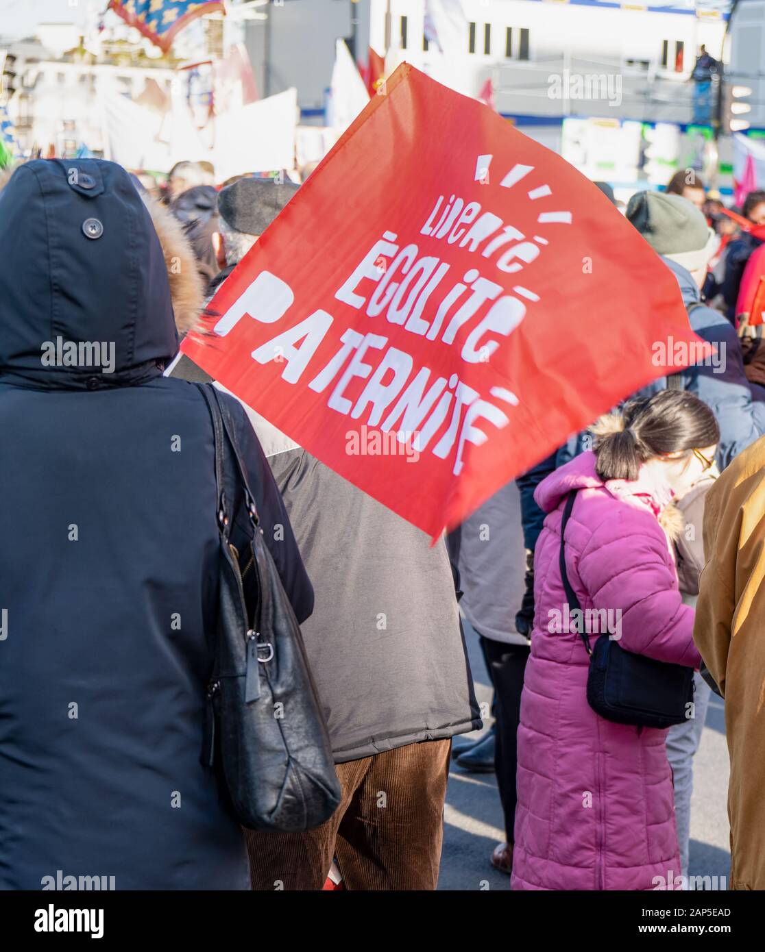 Protesta anti-PMA e anti-GPA a Parigi, Francia Foto Stock
