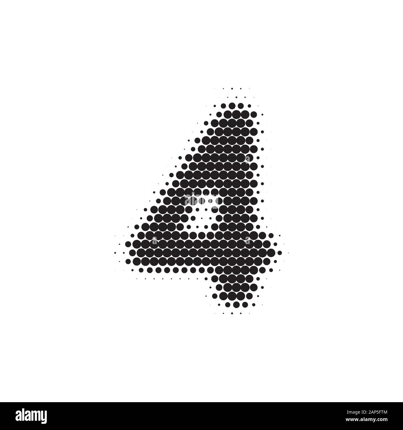 Numero 4 nero modello halftone font Illustrazione Vettoriale