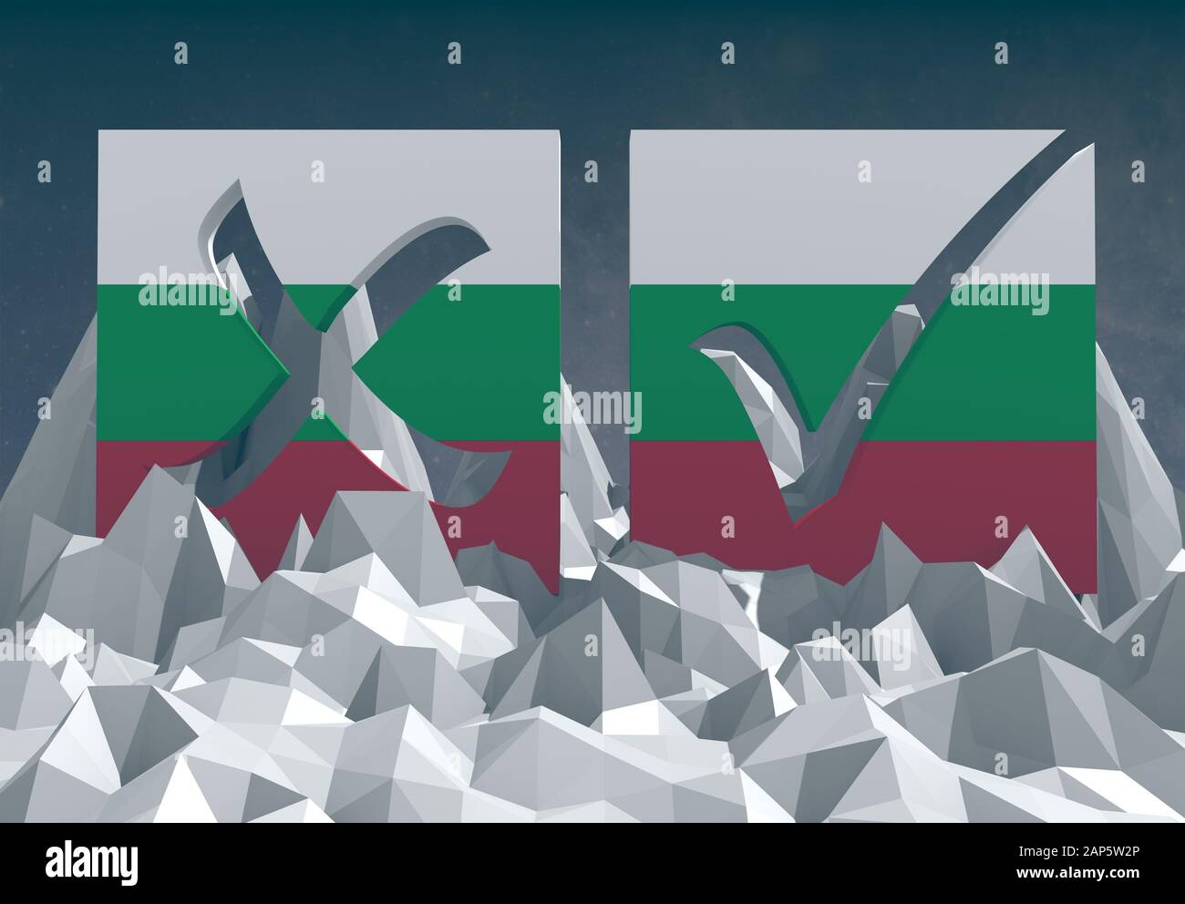 bandiera nazionale della bulgaria segno di voto testurizzato su basso paesaggio poly Foto Stock