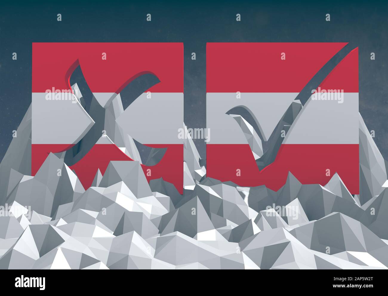 austria bandiera nazionale textured voto su basso paesaggio poly Foto Stock