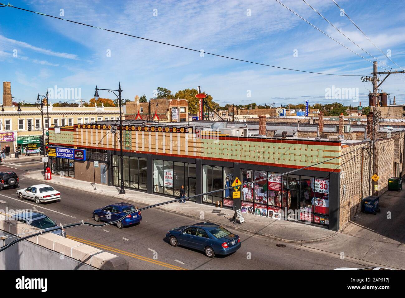 Edificio art deco nel quartiere degli affari di Belmont Central Foto Stock