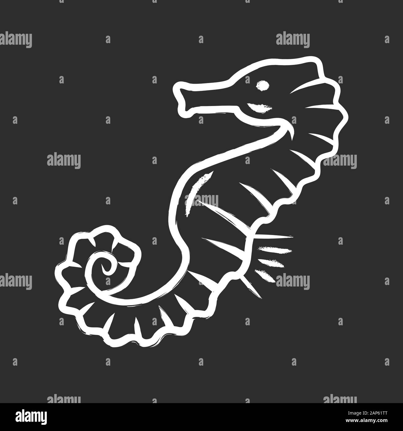 Seahorse chalk icona. Esotici pesci marini. Creatura acquatica con forma a cavallo del corpo. Acquario animale. Nuoto sott'acqua dell'organismo. La fauna marina. Oceanogr Illustrazione Vettoriale