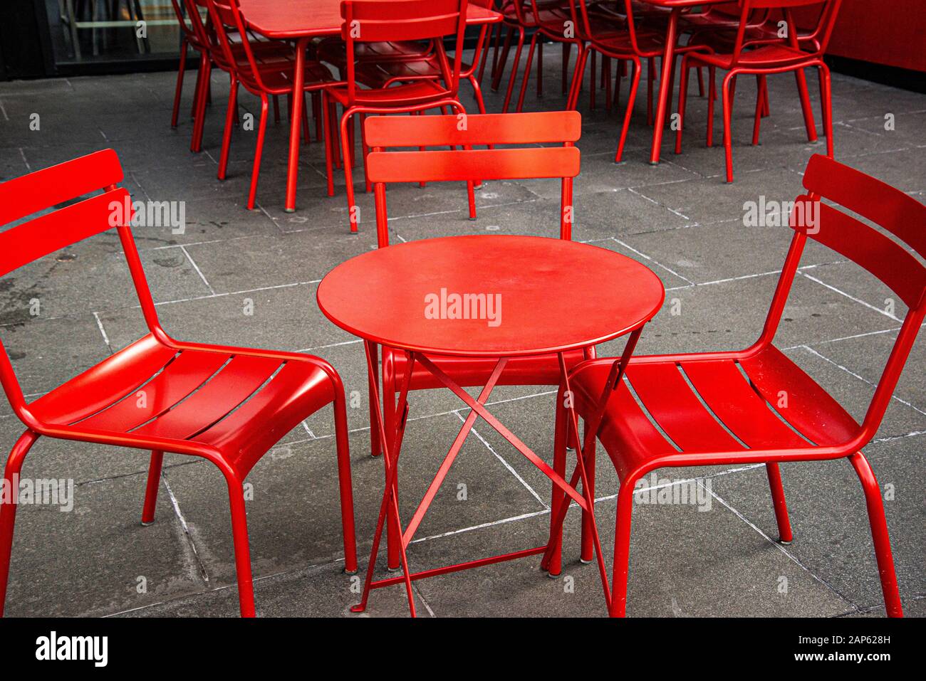 Posti a sedere all'aperto Foto Stock