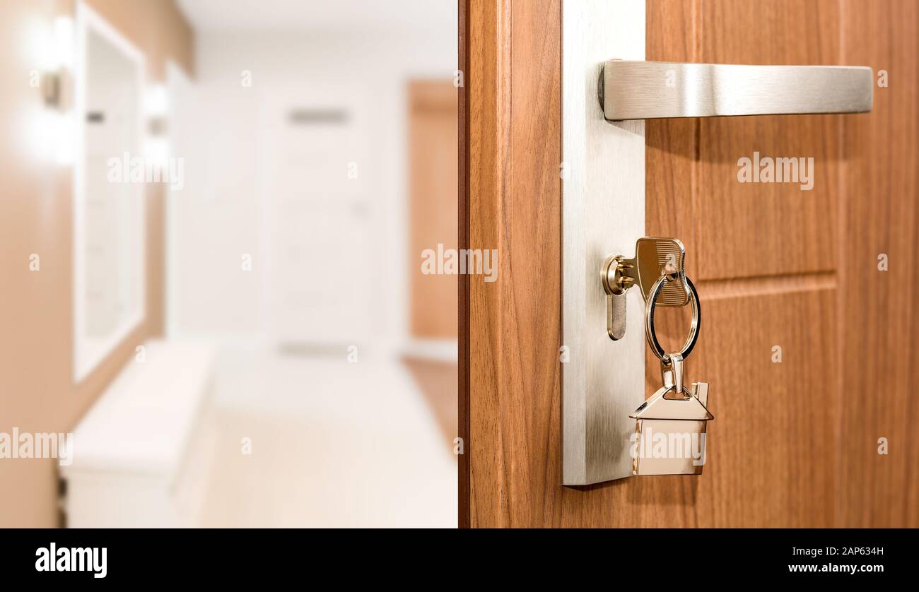 Porta chiave Affitto Immobili Home House Broker Buy - Immagine di stock Foto Stock