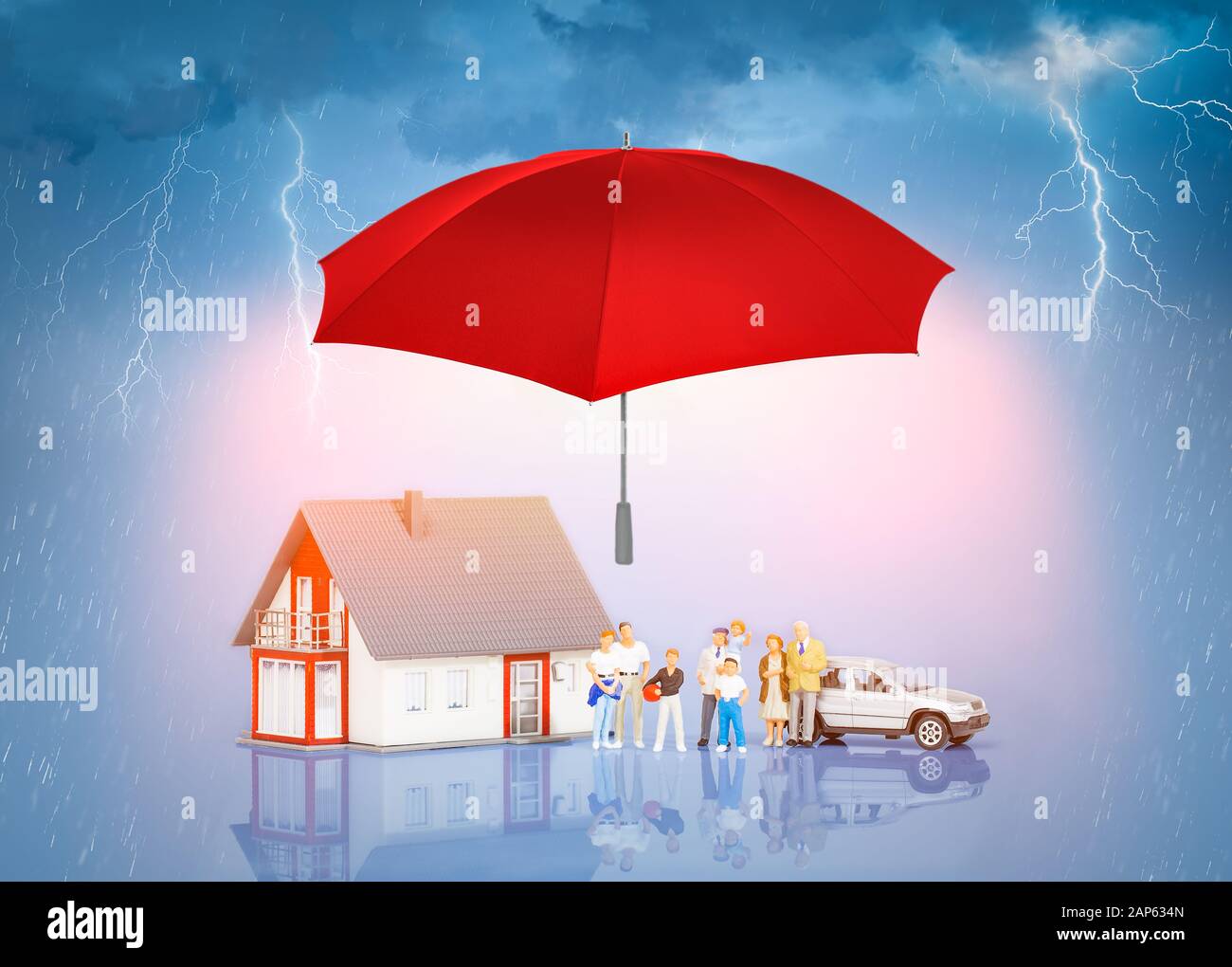 Assicurazione casa Home Live protezione auto per proteggere persone concetti Foto Stock