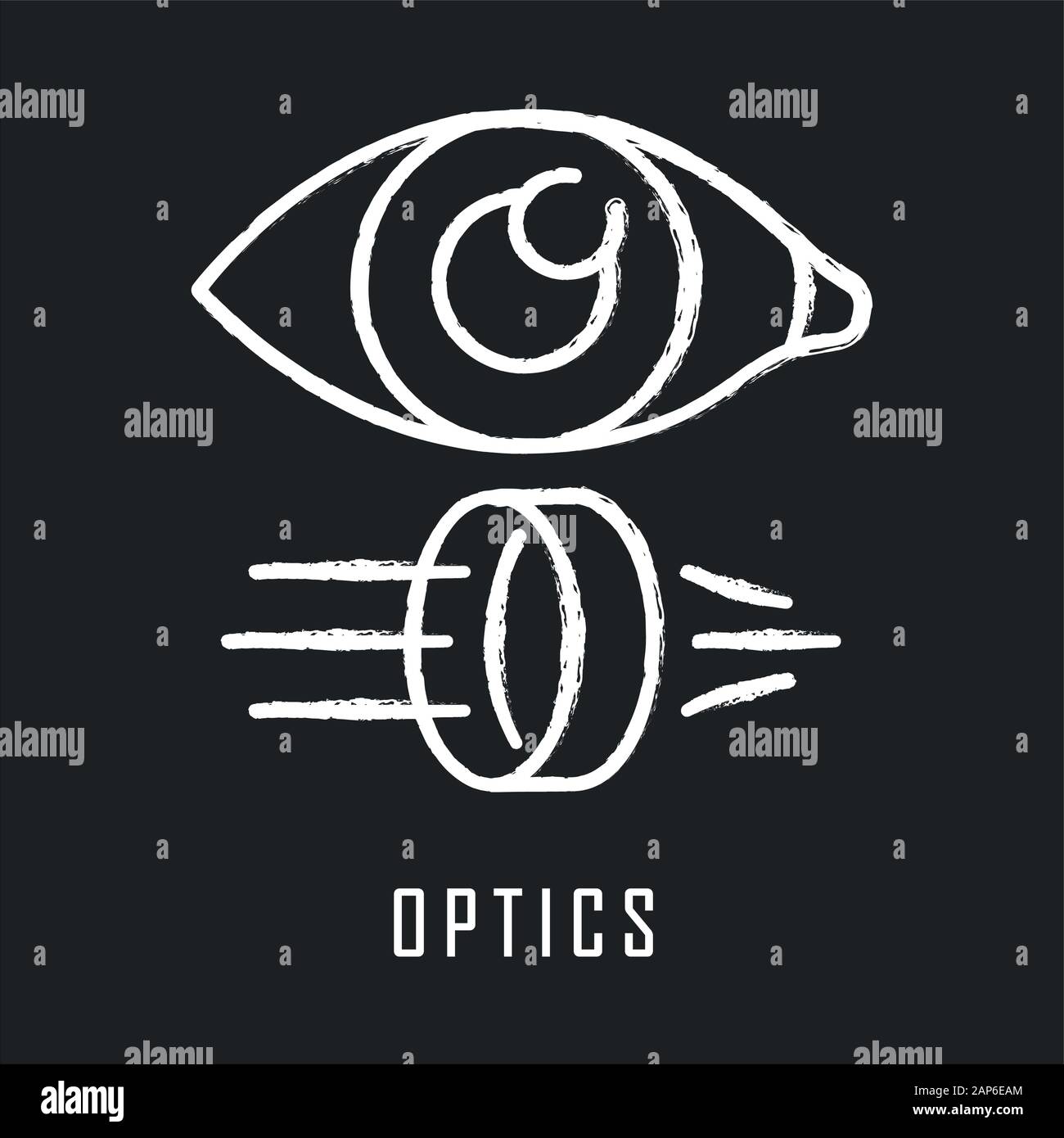 Ottica icona chalk. Luce filiale fisica. Optometria e Oftalmologia ...