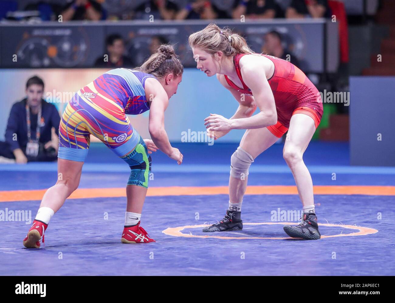 17 januari 2020 Roma, Italia Restling, Torneo Internazionale , sarah ann hildebrandt (usa) categoria ww 50 kg durante 1° Torneo Internazionale della Serie di Classifiche - giorno 3 - Wrestling Foto Stock