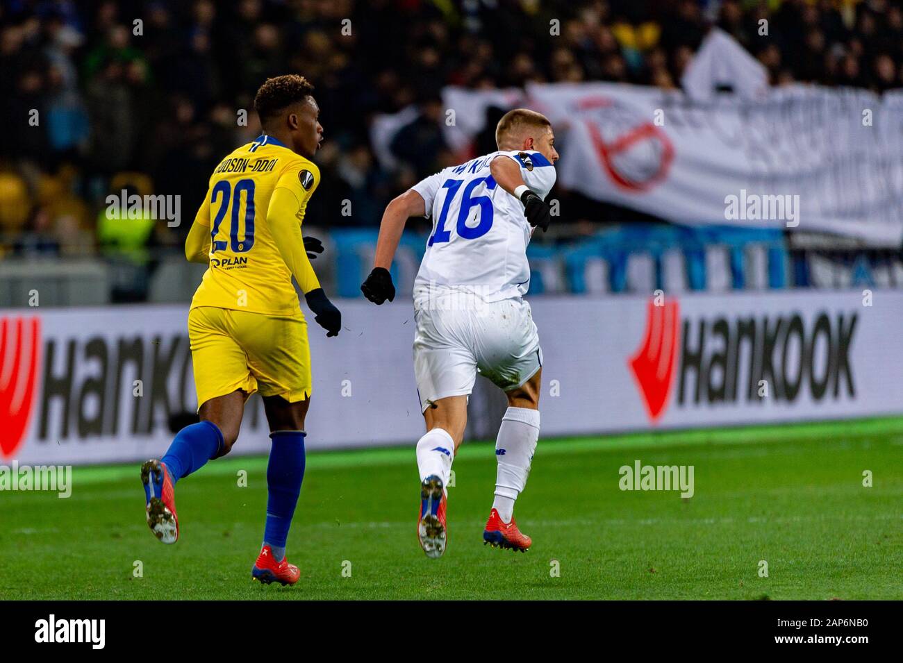 Kiev - Mar 14, 2019: Callum Hudson-Odoi 20. Dynamo Kyiv - Chelsea di Londra. La UEFA Europa League. La NSC Olympiyskiy stadium Foto Stock