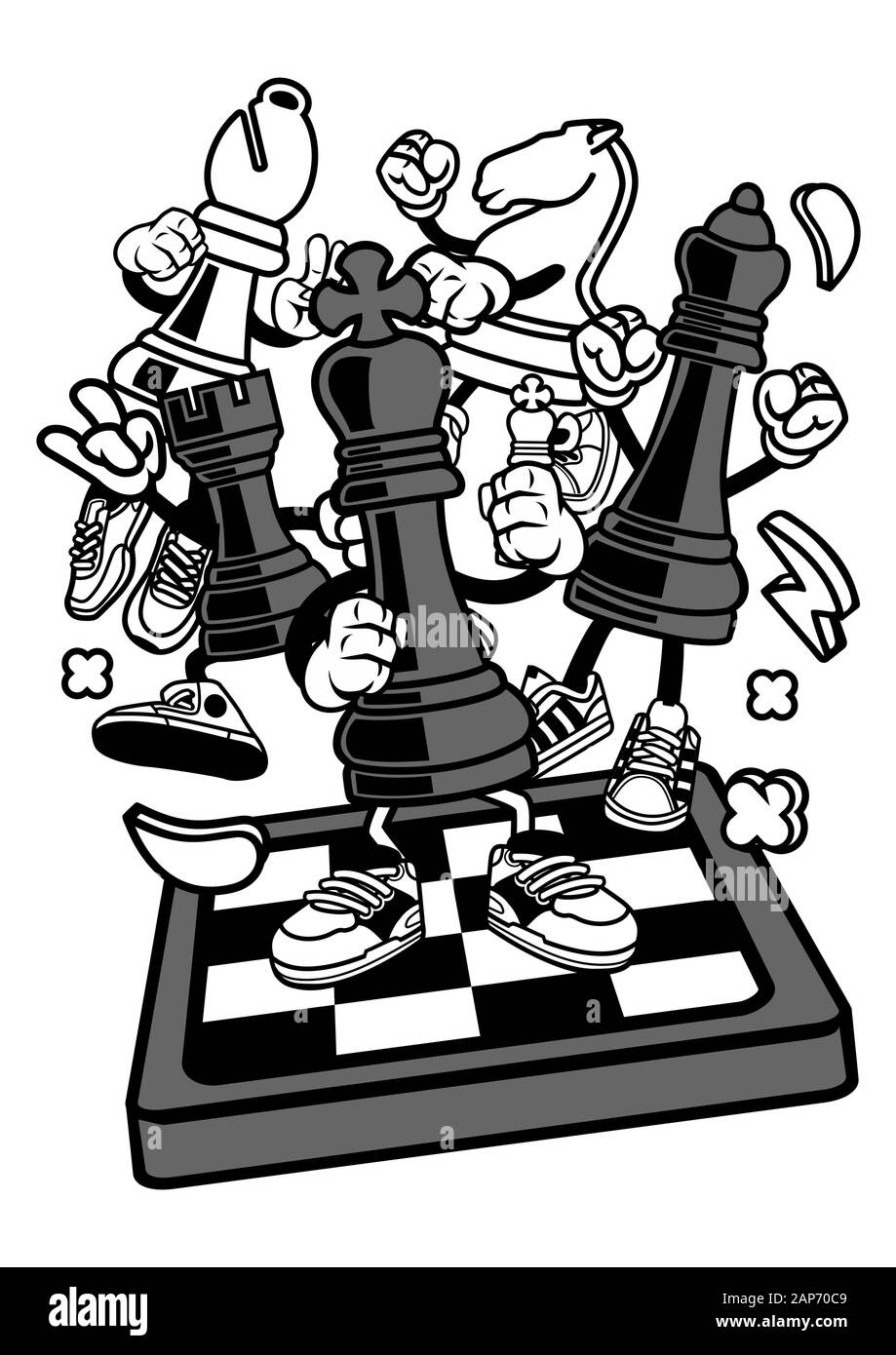 Divertente Creative Cartoon Caratteri File Vettoriali. Ti innamorerai di questi divertenti personaggi dei cartoni animati Foto Stock