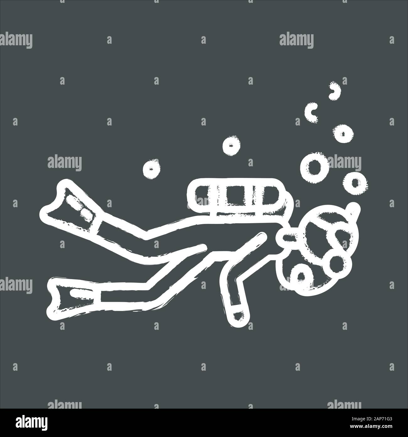 Scuba diving chalk icona. Sport acquatici, extreme underwater tipo di sport. Attività ricreative Attività all'aperto e hobby. Rischioso e avventurose di piacere. Fare snorkeling Illustrazione Vettoriale