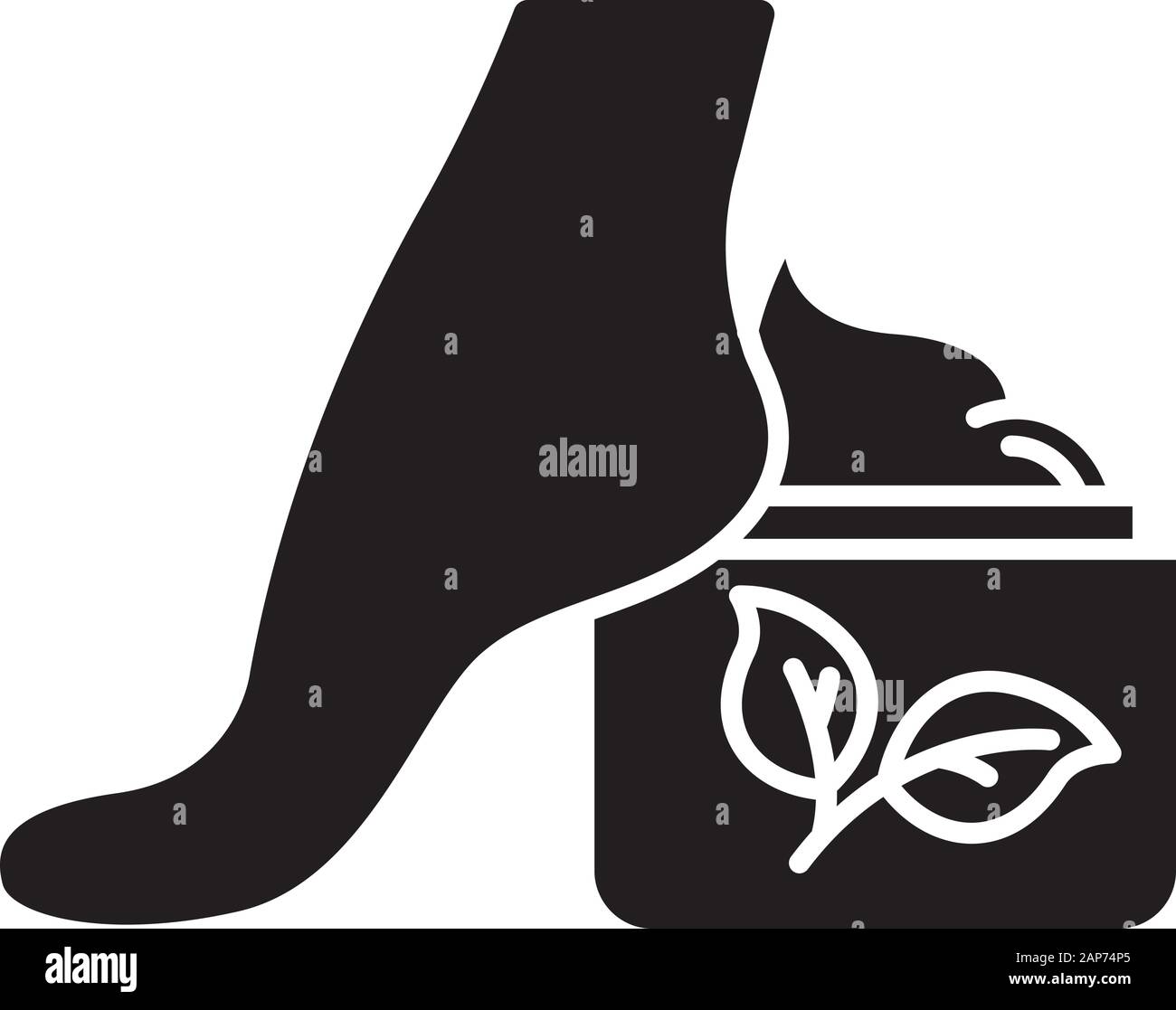 Crema piedi Giara icona glyph. Lozione idratante. Dermocosmesi prodotto. Footcare. Il paraben libero. La pelle secca soluzione. Cosmetici biologici. Simbolo di Silhouette. Neg. Illustrazione Vettoriale