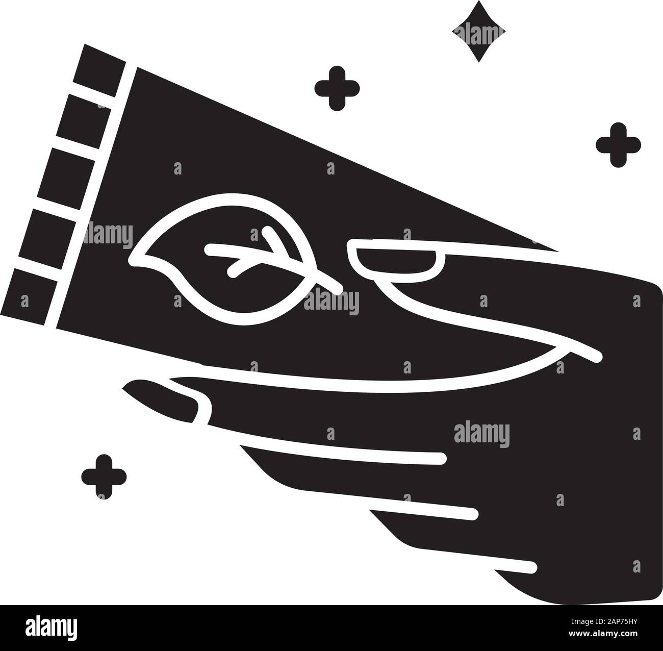 Crema Mani Tubo icona glyph. Idratanti, lenitivi lozione. Daily skincare prodotto. Il paraben libero. La pelle secca soluzione. Cosmetici biologici. Silhouette symb Illustrazione Vettoriale