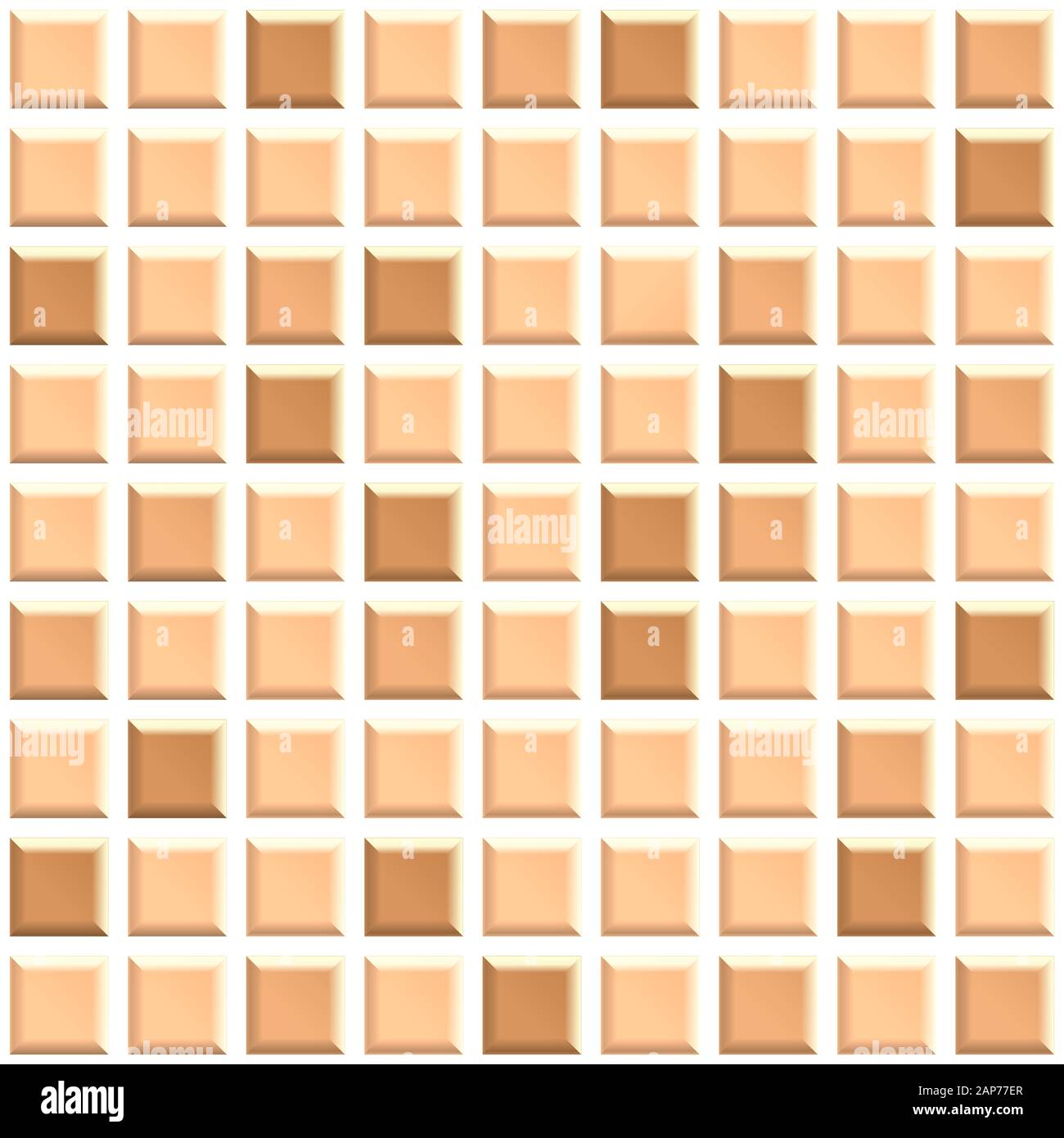 Struttura senza cuciture di piastrelle in ceramica beige. 3D ripetizione modello di muro quadrato mosaico Foto Stock