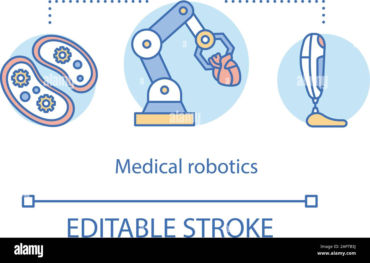 La robotica medica concetto icona. Robot chirurgico. La tecnologia del computer nel settore sanitario. La biotecnologia in medicina idea sottile linea illustrazione. Isolat di vettore Illustrazione Vettoriale