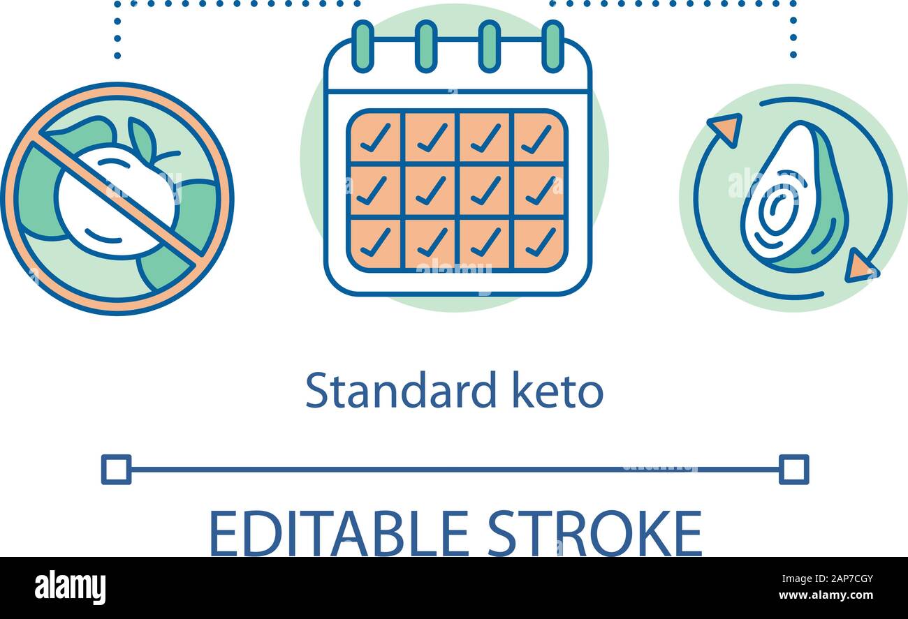Standart cheto concetto icona. Dieta Ketogenic idea sottile linea illustrazione. Low Carb nutrizione. Cibo sano piano. Vietato pasto. Assistenza sanitaria, lo stile di vita. Illustrazione Vettoriale