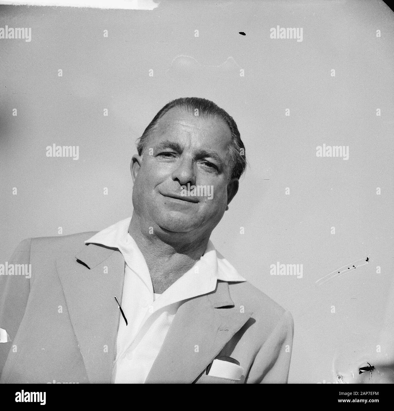 Anthon Karas a Schiphol Annotazione: Anton Karas era un Viennese lettore siti noti per la melodia del film Il Terzo Uomo Data: 30 giugno 1961 Location: Noord-Holland, Schiphol Parole chiave: musicisti, ritratti Foto Stock