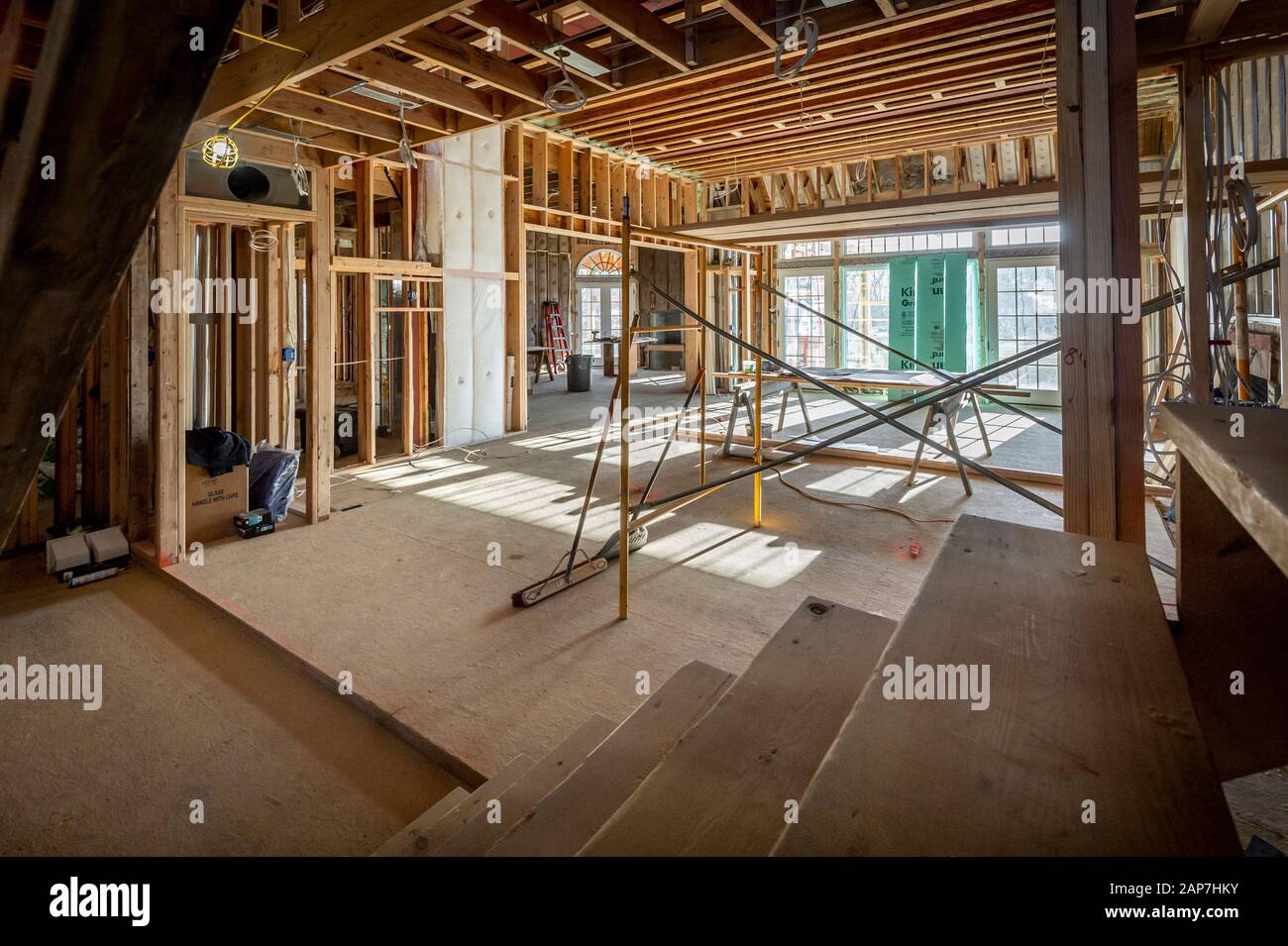 Telaio In Legno Interno Della Casa Residenziale Costruzione, Stati Uniti Foto Stock