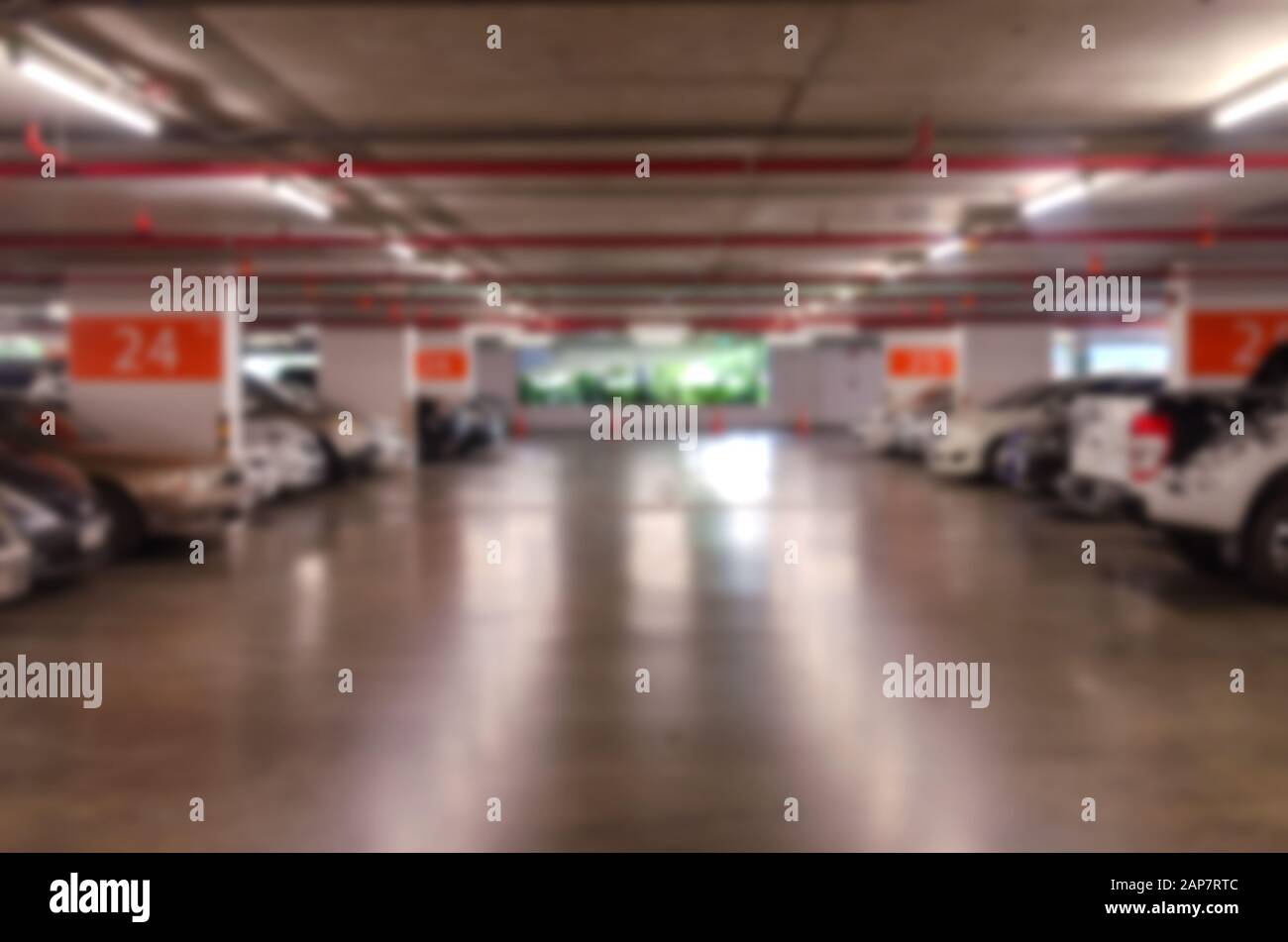 Parcheggio abstract blur in un centro commerciale. Foto Stock