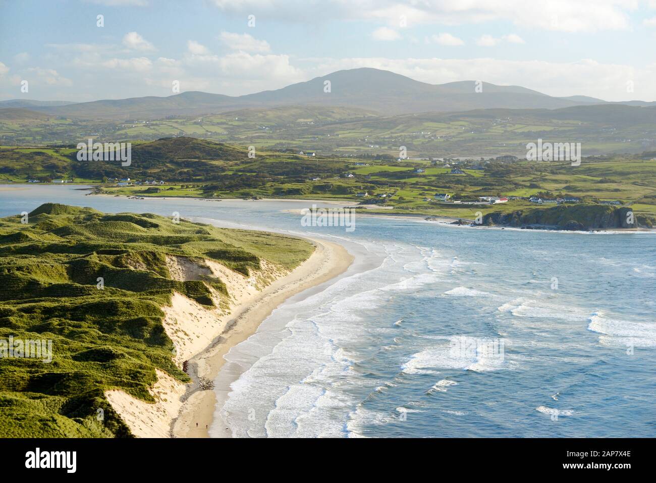 Five Finger Strand E Le Dune Di Lagg, Trawbreaga Bay, Inishowen Donegal, Irlanda. Le dune sono le più alte d'Europa. Sul Sentiero Wild Atlantic Way Foto Stock