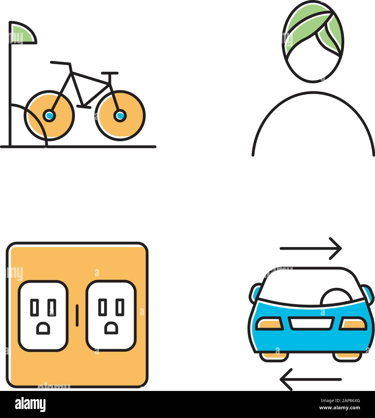 Set di icone a colori per gli appartamenti. Parcheggio per biciclette, spa, servizio di auto condiviso, prese di ricarica. Servizi residenziali. Lussi per abitanti di abitazione. Illustrazione Vettoriale