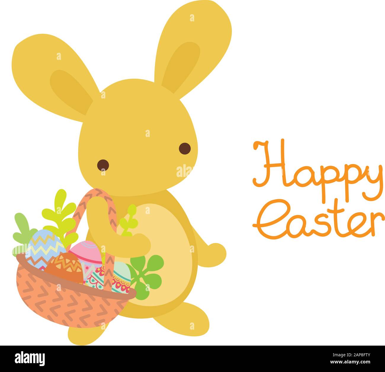 Coniglietto di pasqua vettore con cesto uovo pieno Illustrazione Vettoriale
