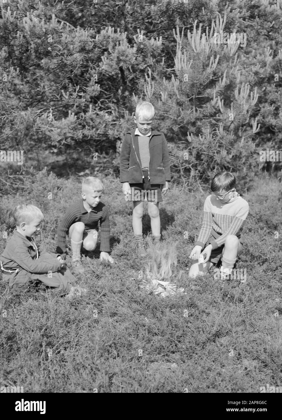 Forest Fire and storm Damage, children, Fire-playing Date: Unundated Keywords: Forest Fire and Storm Damage, children, Fire-playing Foto Stock