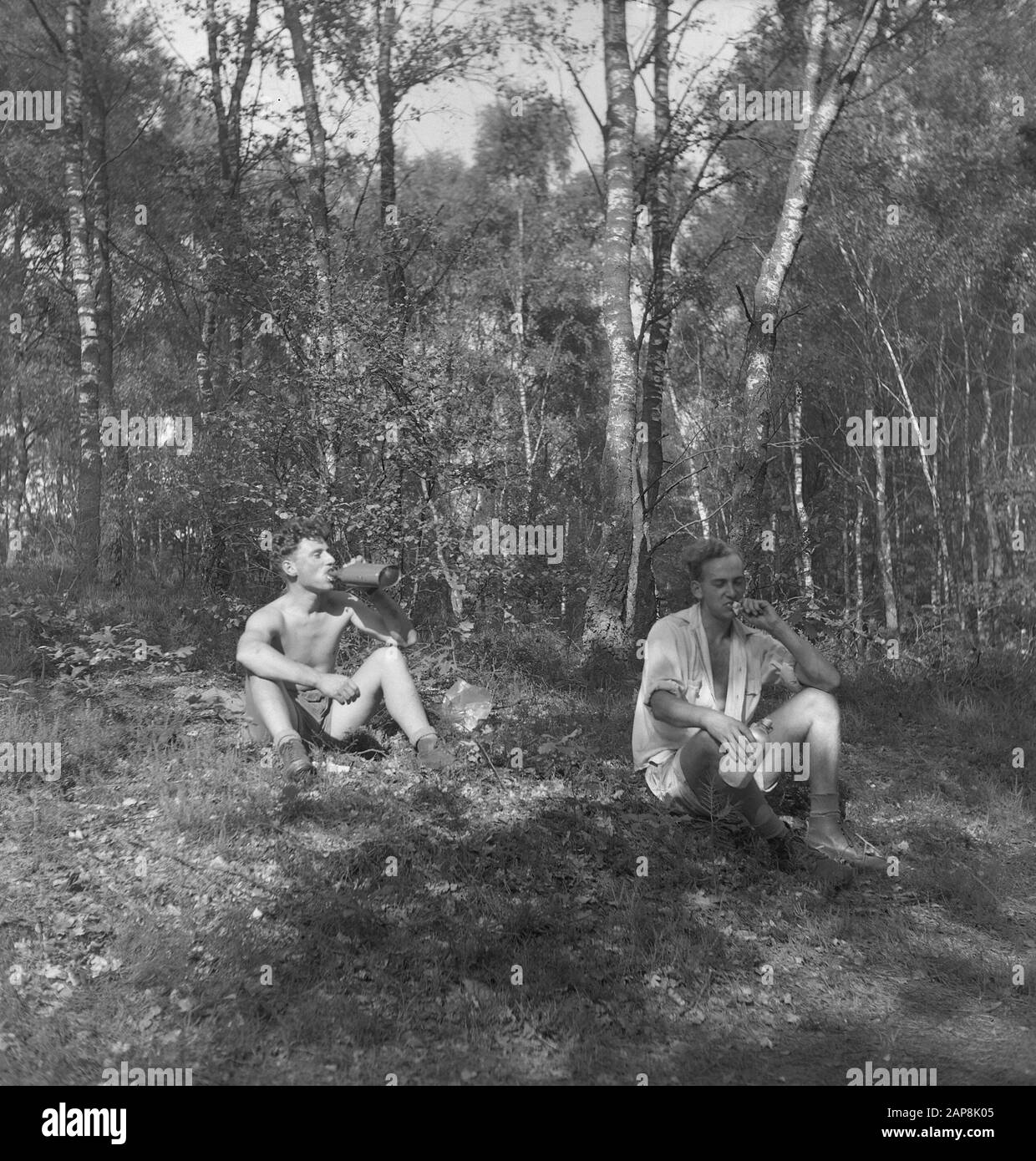 Foreste, lavoratori, pause, cibo, bevande Data: Parole Chiave dense: Lavoratori, foreste, bere, cibo, pause Foto Stock