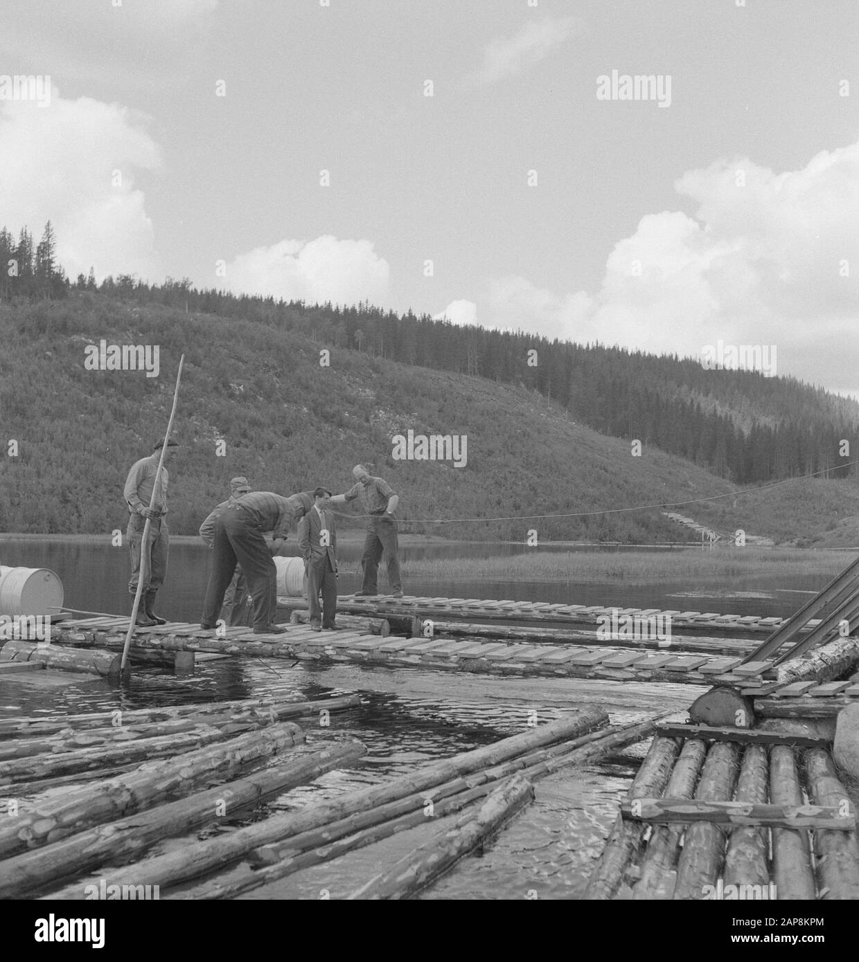 Paesaggi di montagna, lavoratori, tronchi d'albero Data: Parole Chiave dense: Lavoratori, paesaggi di montagna, tronchi d'albero Foto Stock