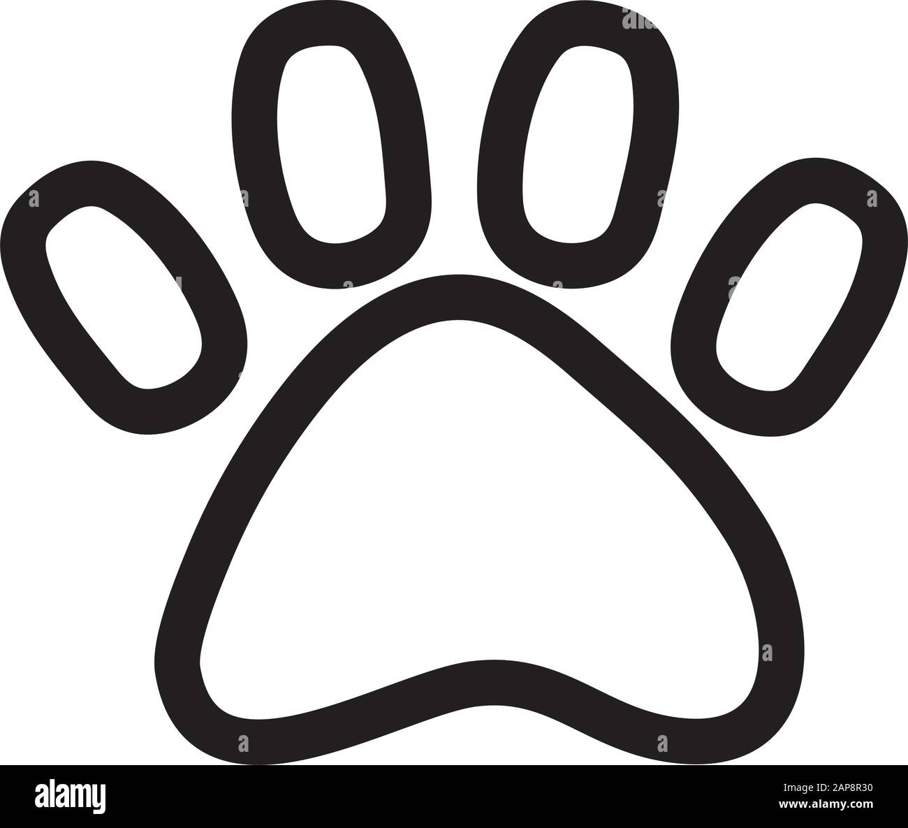 la zampa pet stampa il disegno dell'icona animale sull'illustrazione del vettore background bianco Illustrazione Vettoriale