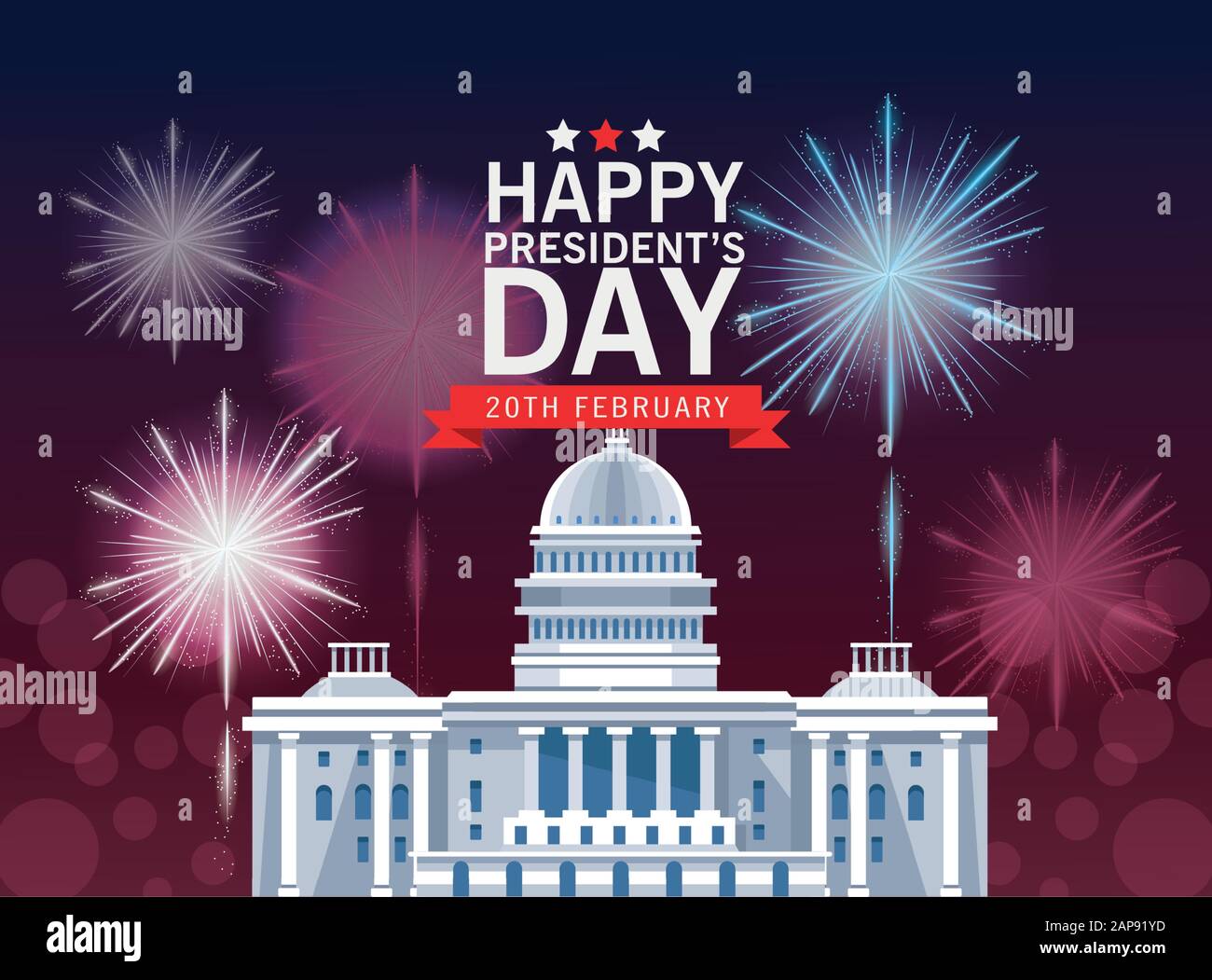 happy presidenti poster giorno con palazzo del campidoglio Illustrazione Vettoriale